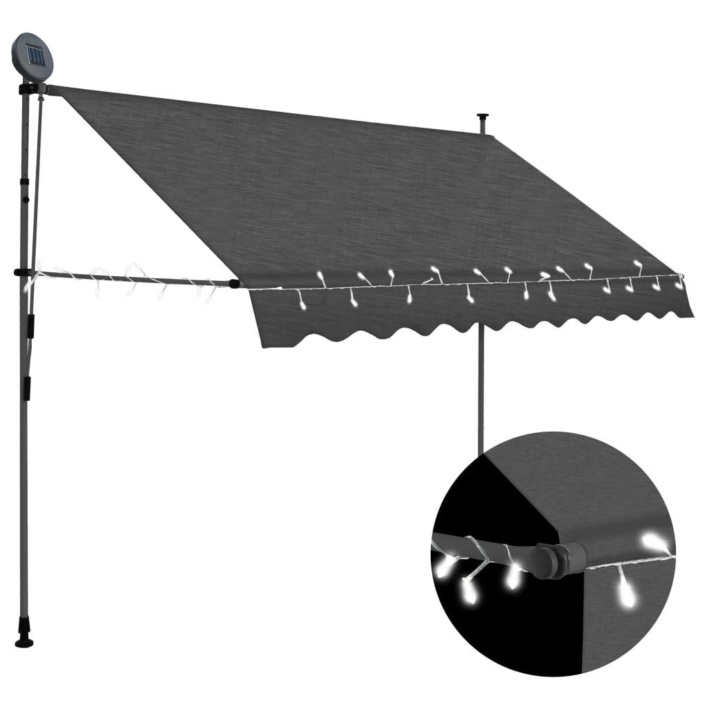 vidaXL Markise Einziehbare Markise Handbetrieben mit LED 250 cm Anthrazit
