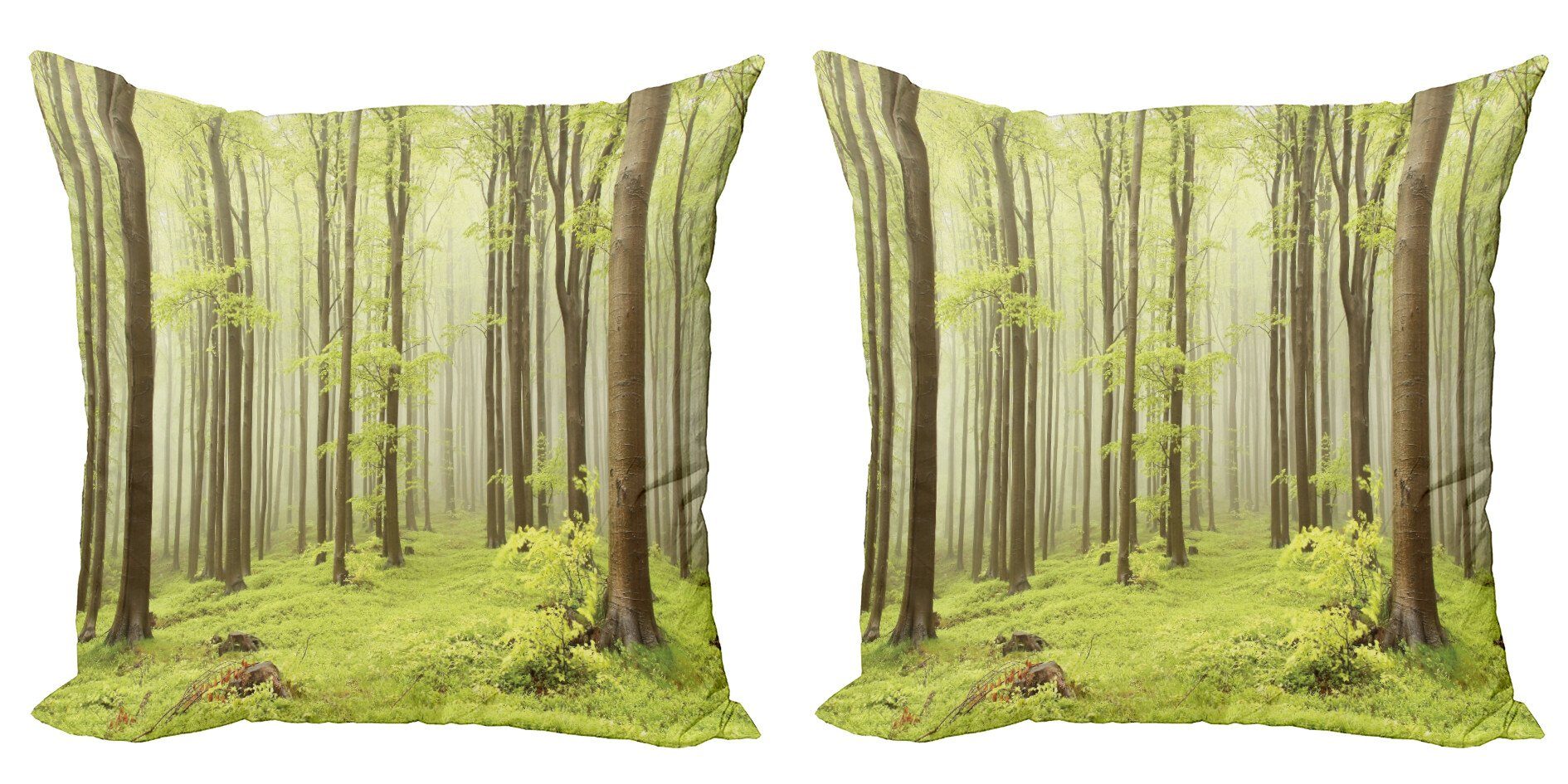 Abakuhaus Stück), Digitaldruck, Doppelseitiger Misty Frühling Natur Wald Accent Kissenbezüge (2 Modern