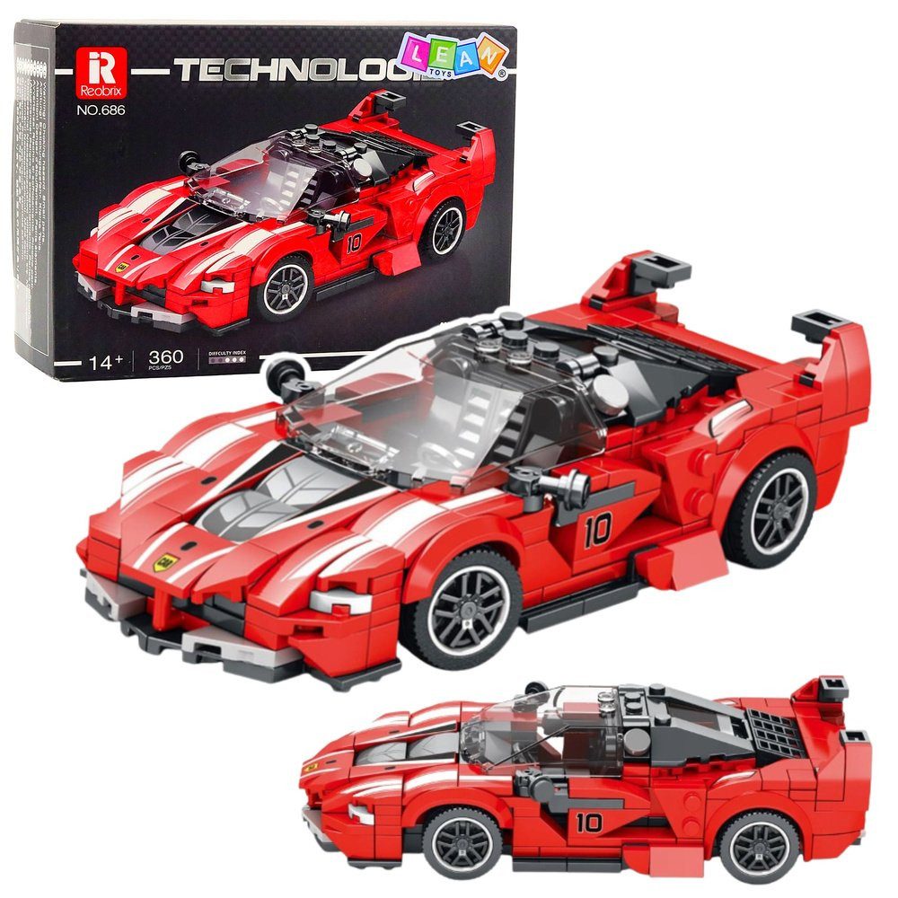 Wisam Bausteine FXX-K Rennwagen Rot 360 Teile. Spielbausteine