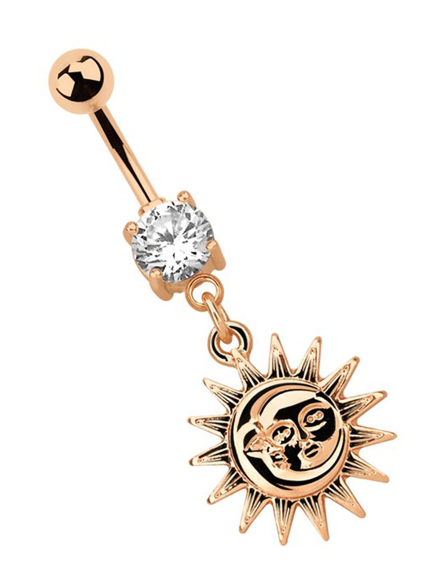 Adelia´s Bauchnabelpiercing Piercing Piercing Bauchnabelpiercing, 316l Stahl Banane -mit Sonne und Mond - rosegold