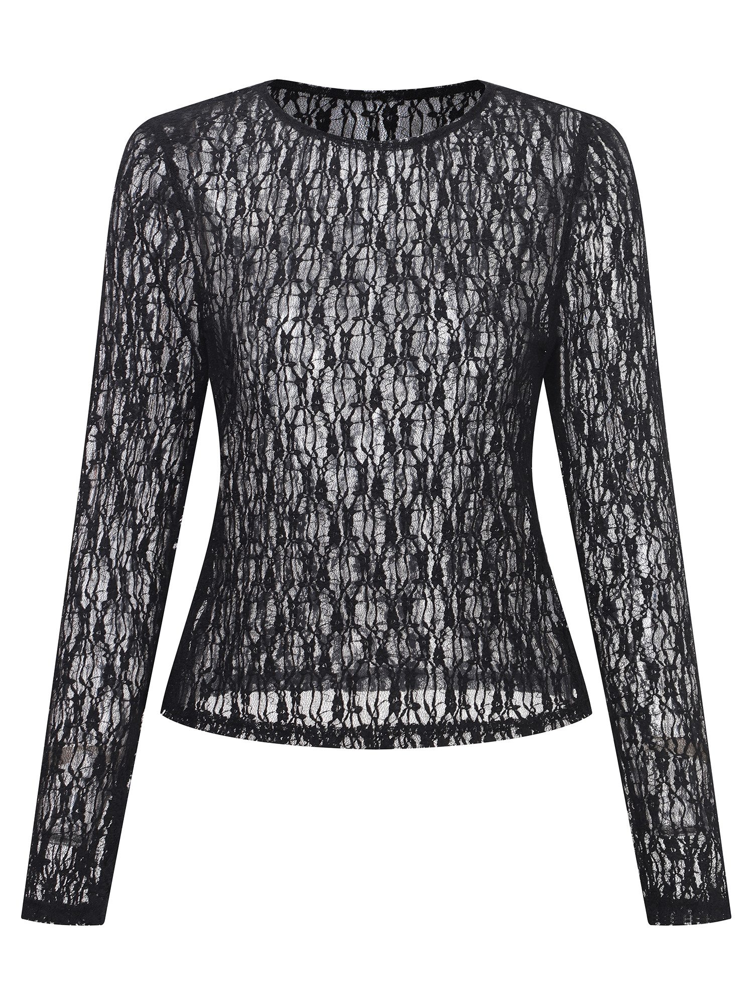 LAPA PLUS Spitzentop Damen bequemes Langarmshirt Top Elegantes transparente günstig online kaufen