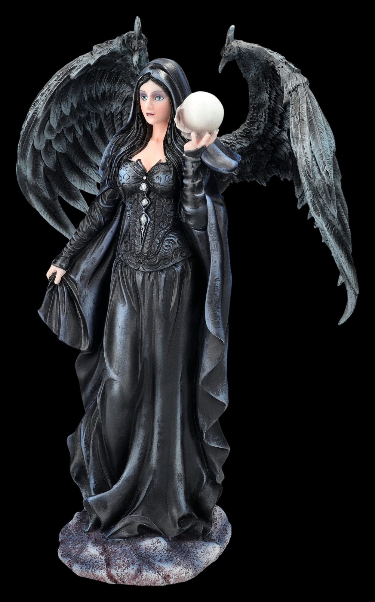 Figuren Shop GmbH Dekofigur Dark Angel Mortisa – Mystische Engel Statue mit Flügel 32,5 cm Deko