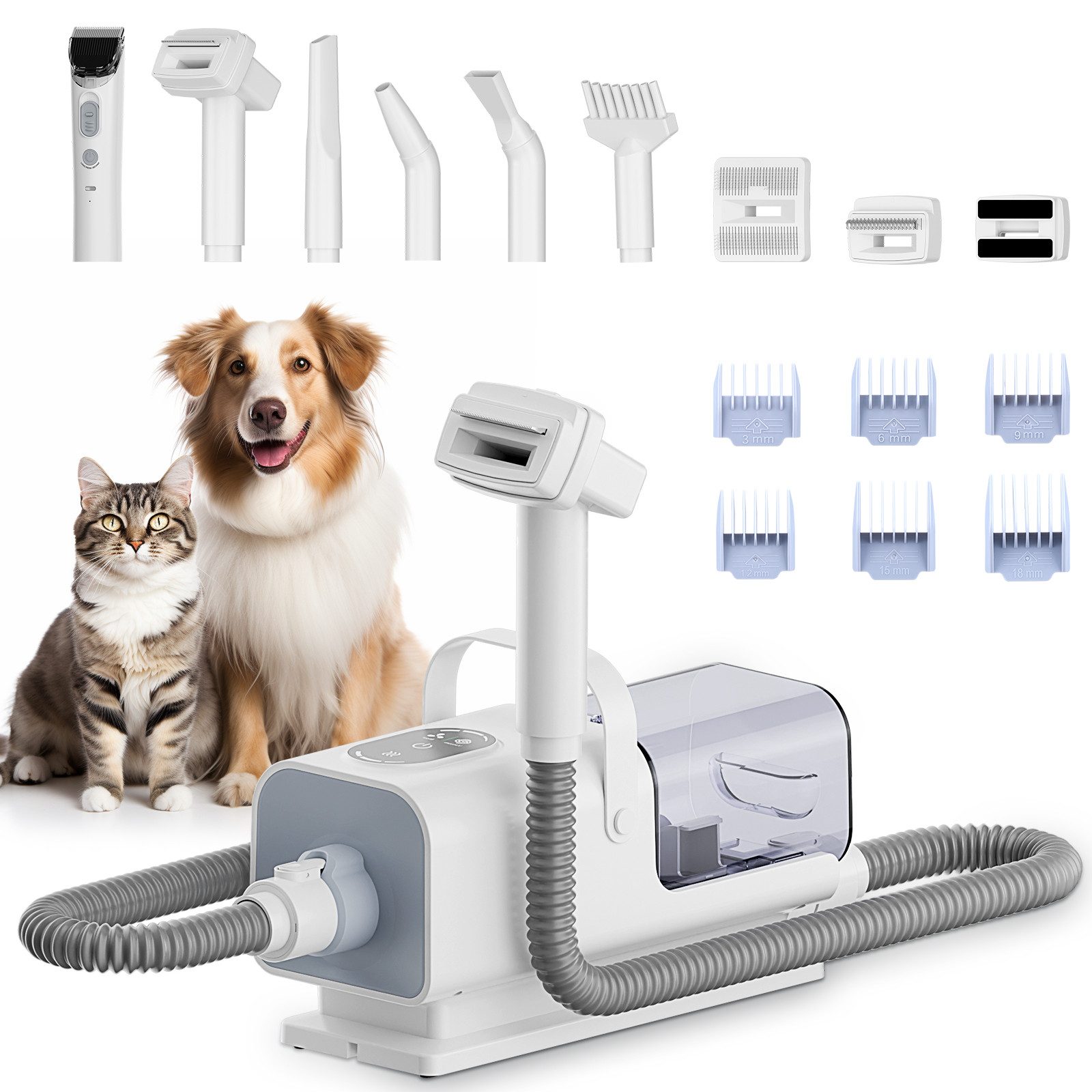 CkeyiN Hundeschermaschine 8-in-1 profi Hundehaarpflegeset mit 11kpa-Staubsa günstig online kaufen