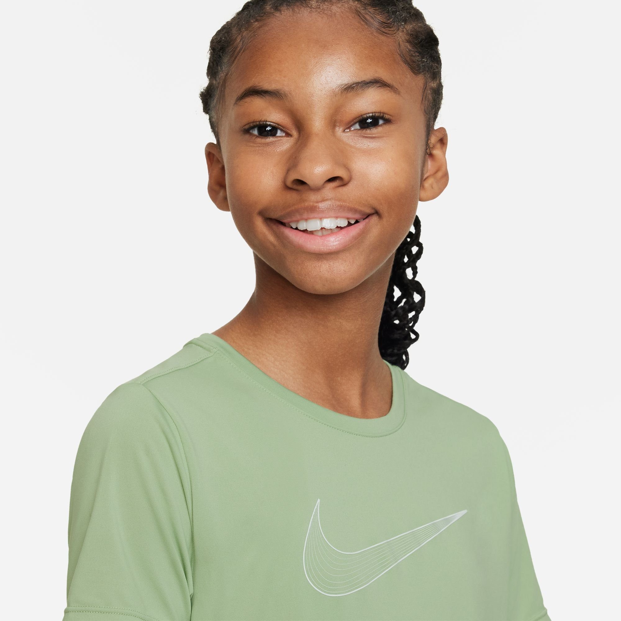 (GIRLS) TOP BIG Nike DRI-FIT SHORT-SLEEVE HONEYDEW/WHITE Trainingsshirt ONE KIDS' TRAINING