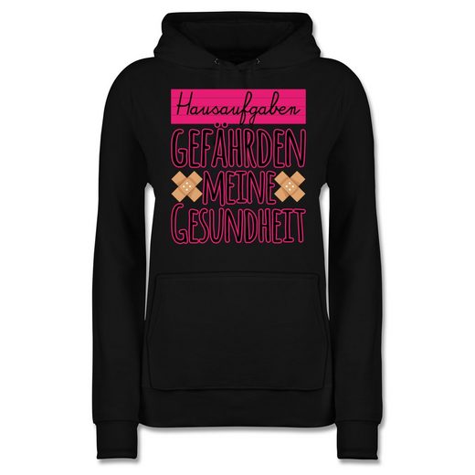 Shirtracer Hoodie »Hausaufgaben gefährden meine Gesundheit Pflaster pink Sprüche Statement