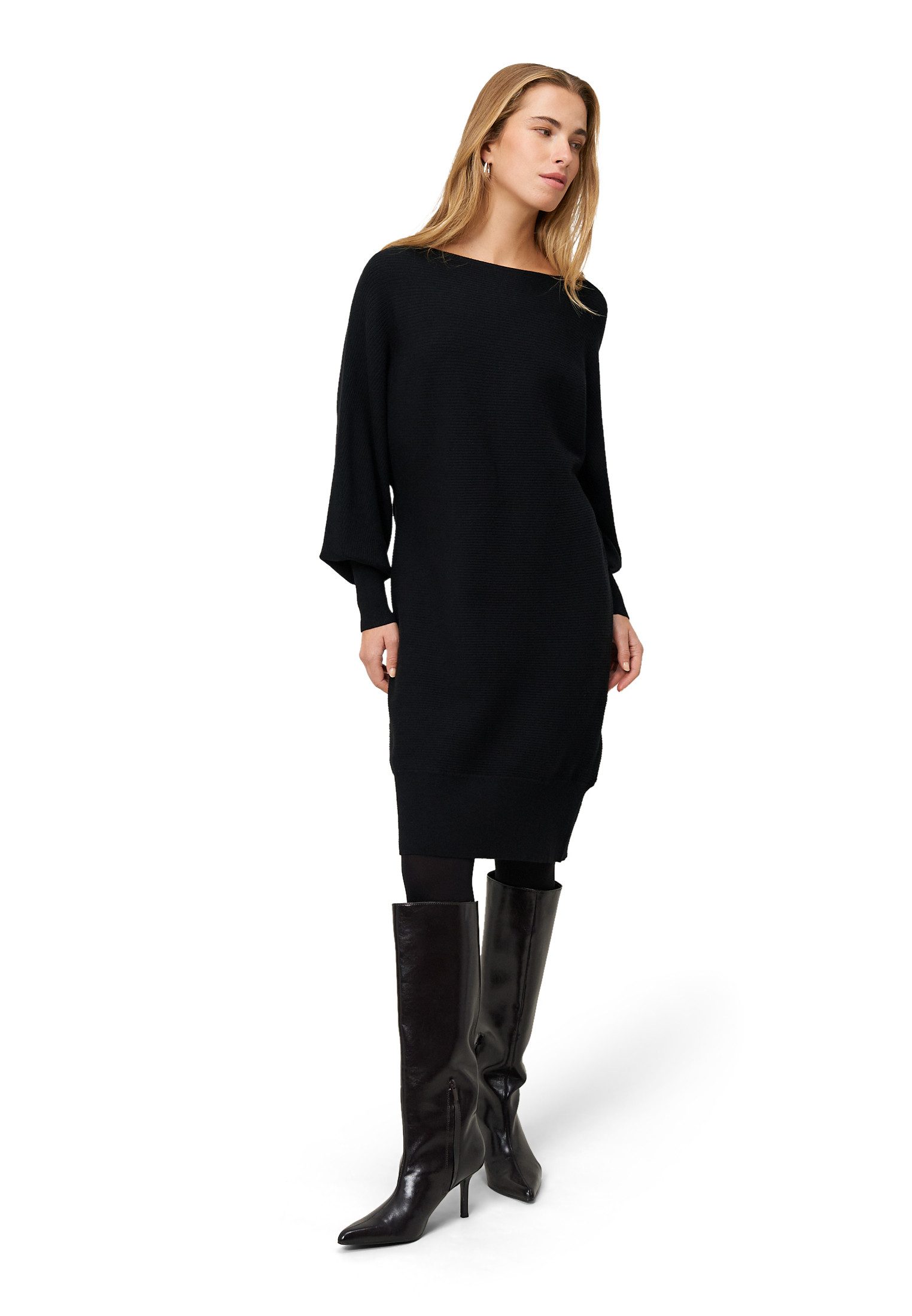Zero Strickkleid Damen strukturiert U-Boot Ausschnitt Plain/ohne Details