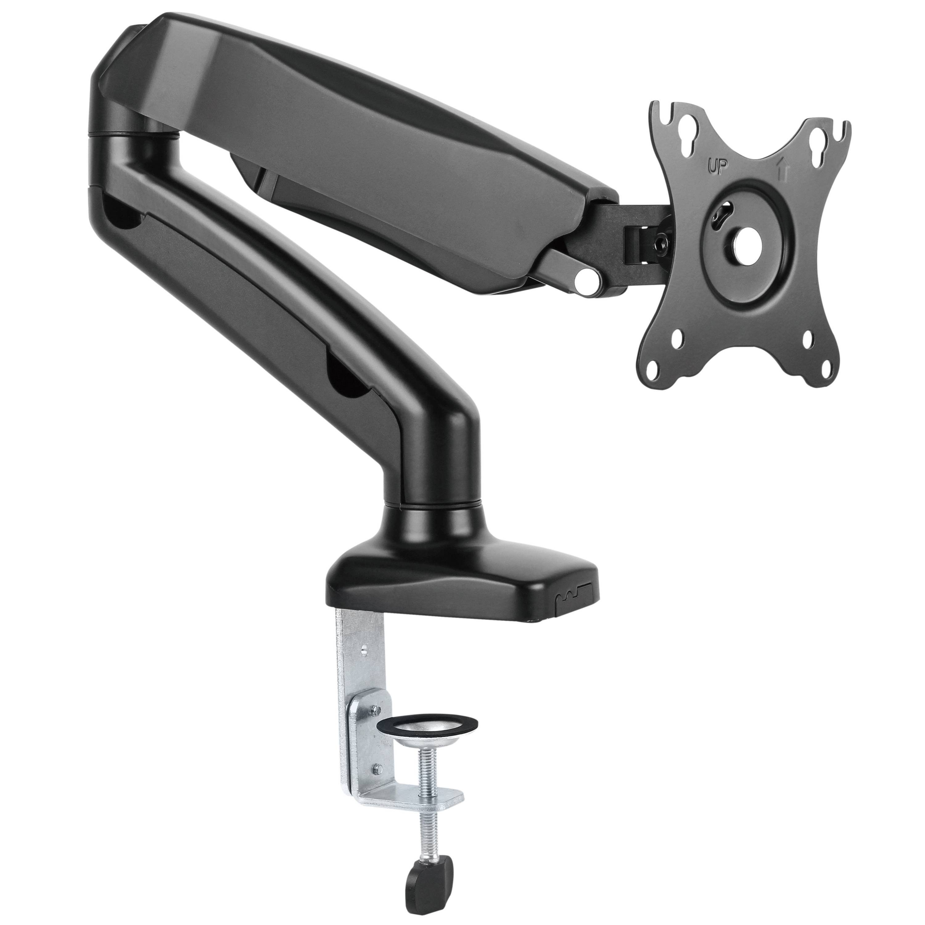 RICOO Monitor-Halterung Monitor Tischhalterung mit Gasdruckfeder TS9311, (bis 27 Zoll, VESA 75x75 und 100x100, 1-tlg., 2-5 kg Belastbarkeit, von 33-69 cm (13"-27) Bildschirm-Diagonale, neigbar +45°/-90°, schwenkbar 360°, drehbar bis 360°, höhenverstellbar)