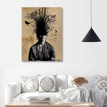 Posterlounge Holzbild Loui Jover, Frida Kahlo's letzter Traum, Wohnzimmer Illustration