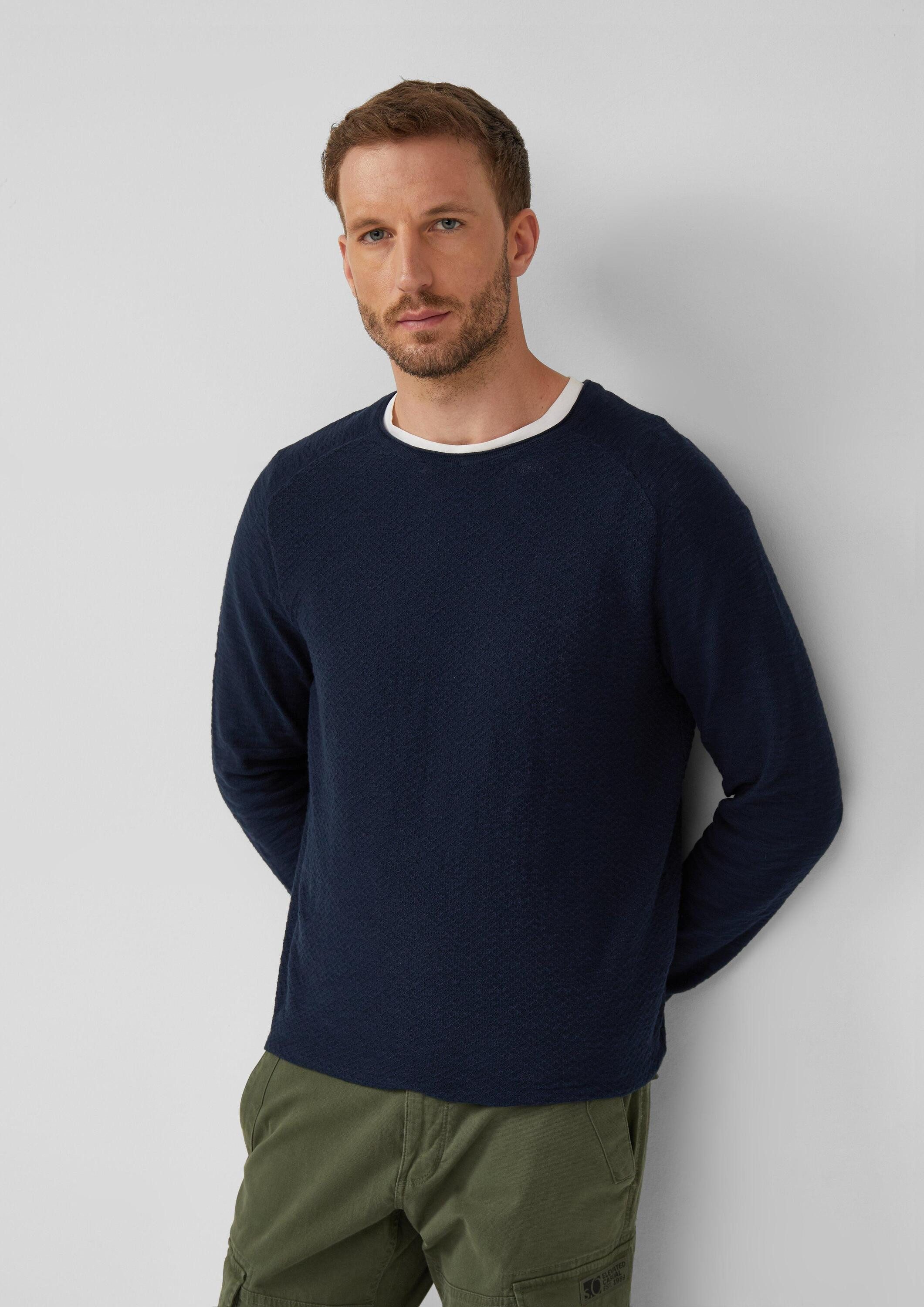 s.Oliver Longpullover Strickpullover Strukturierter Pullover aus Baumwolle günstig online kaufen