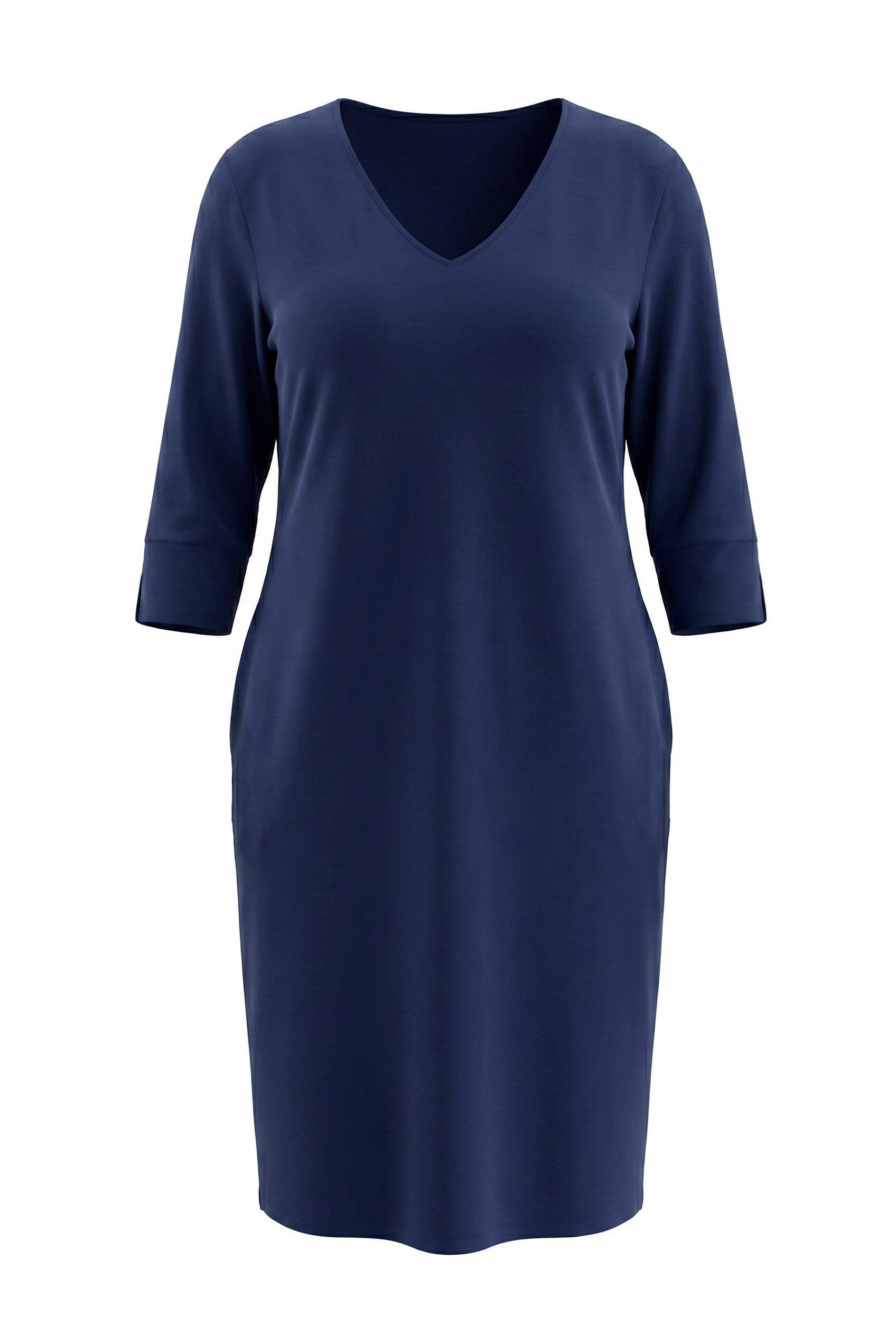 Ulla Popken Jerseykleid Sweatkleid V-Ausschnitt 3/4-Arm Modalmix – Bild 2 von 4