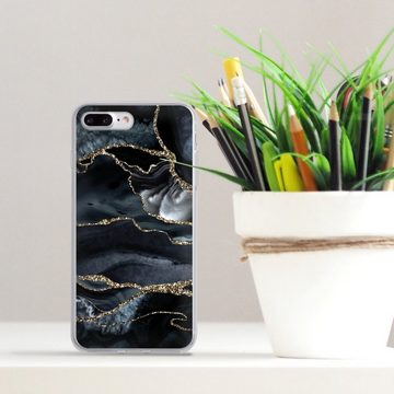 DeinDesign Handyhülle Glitzer Look Marmor Trends Dark marble gold Glitter look, Apple iPhone 7 Plus Silikon Hülle Bumper Case Handy Schutzhülle