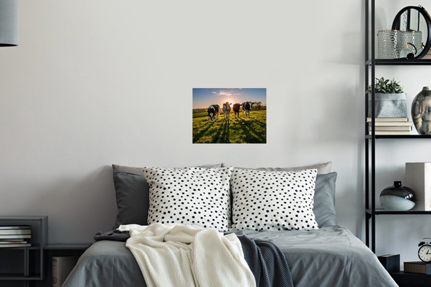 Selbstklebend, - Wandtattoo, - Wandsticker Wandaufkleber, - St), MuchoWow (1 Wohnzimmer, - Schlafzimmer Bauernhof Tiere Sonne Kühe Gras
