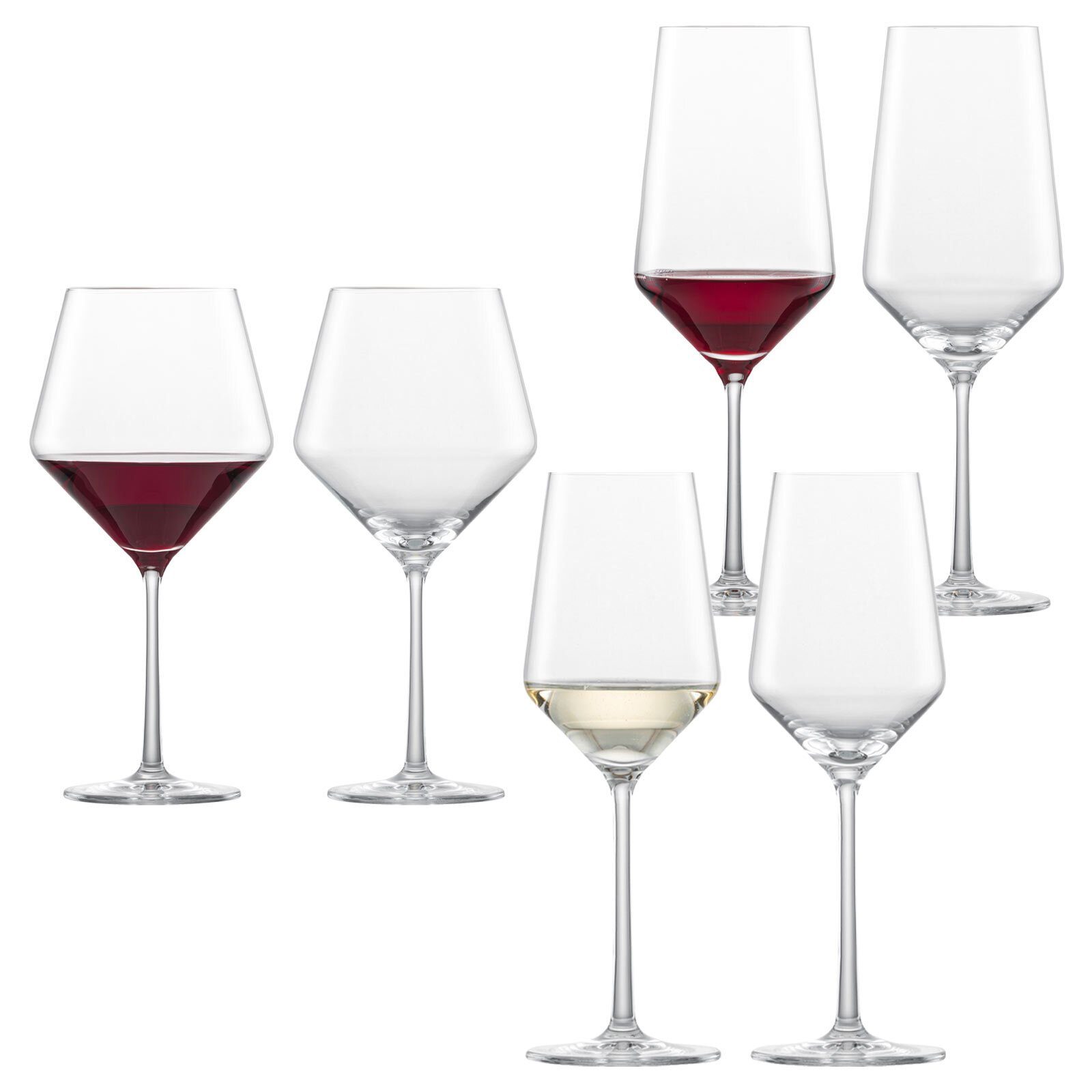 Zwiesel Glas Glas Pure Rot- und Weißweingläser 6er Set, Glas
