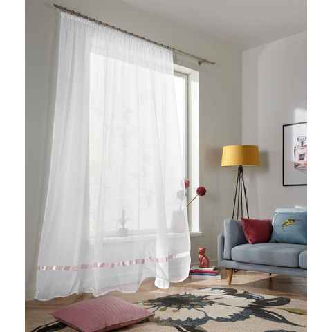Gardine Eby, my home, Kräuselband (1 St), transparent, Satin, Vorhang, Fertiggardine, Store, transparent