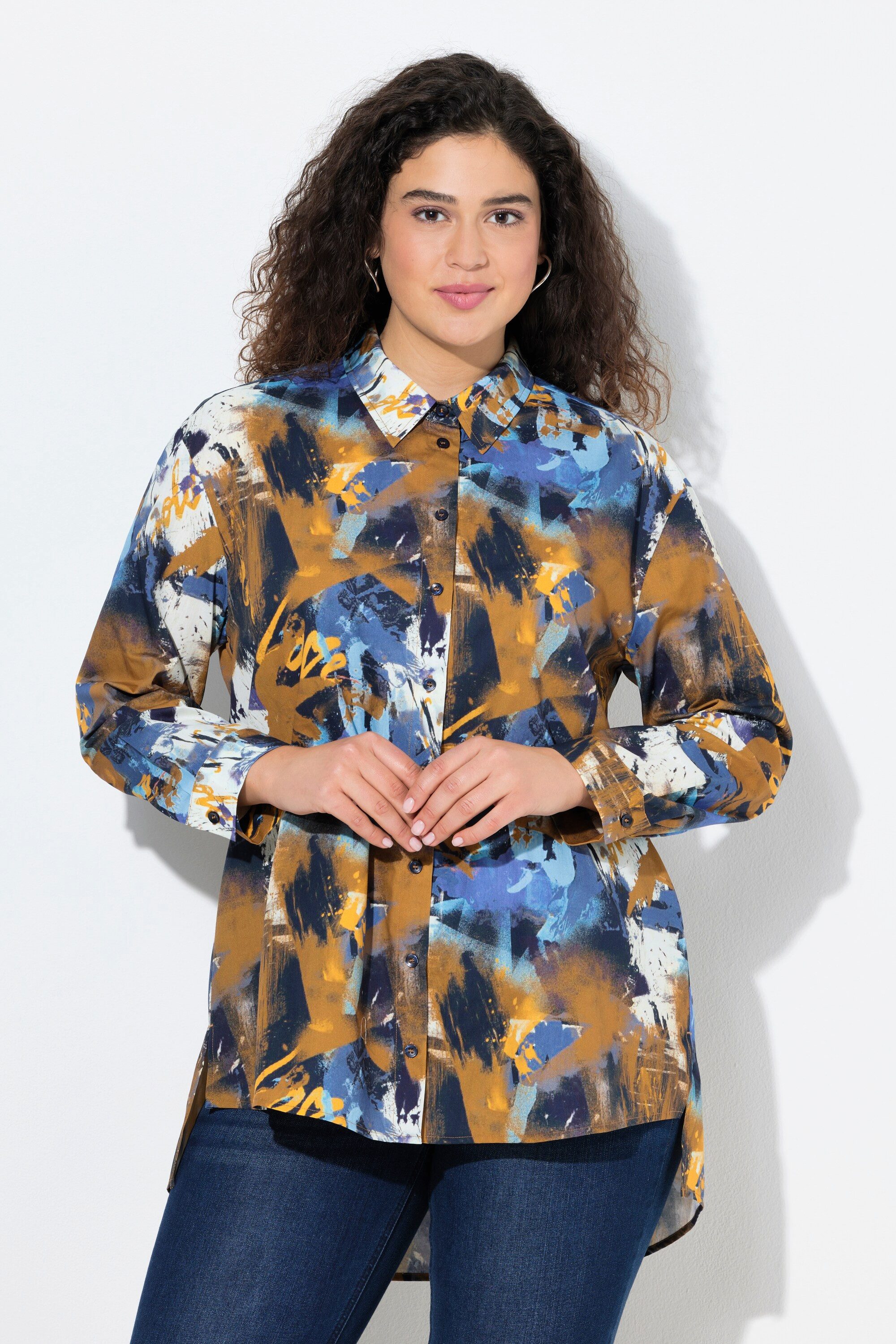 Ulla Popken Hemdbluse Hemdbluse hinten länger günstig online kaufen