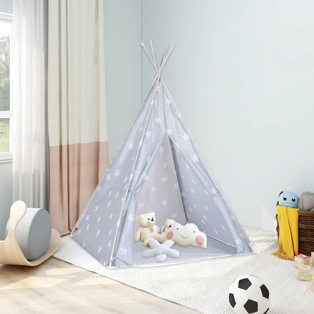 vidaXL, Kinder Tipi-Zelt mit Tasche Polyester Grau 115x115x160 cm