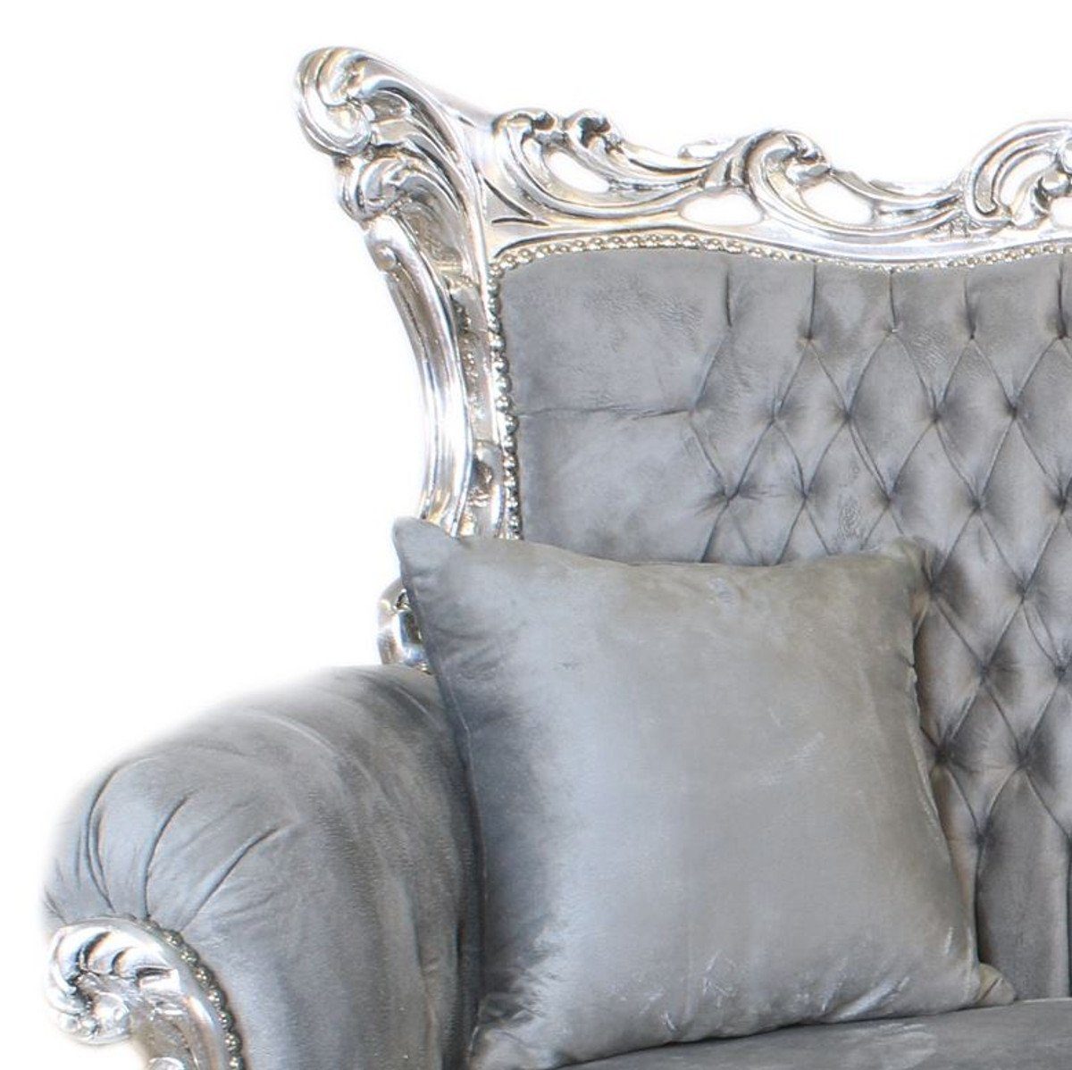 Lounge Sofa Wohnzimmer - 3-Sitzer Mod1 Casa Silber Grau Master Couch Möbel 3er / Barock Padrino