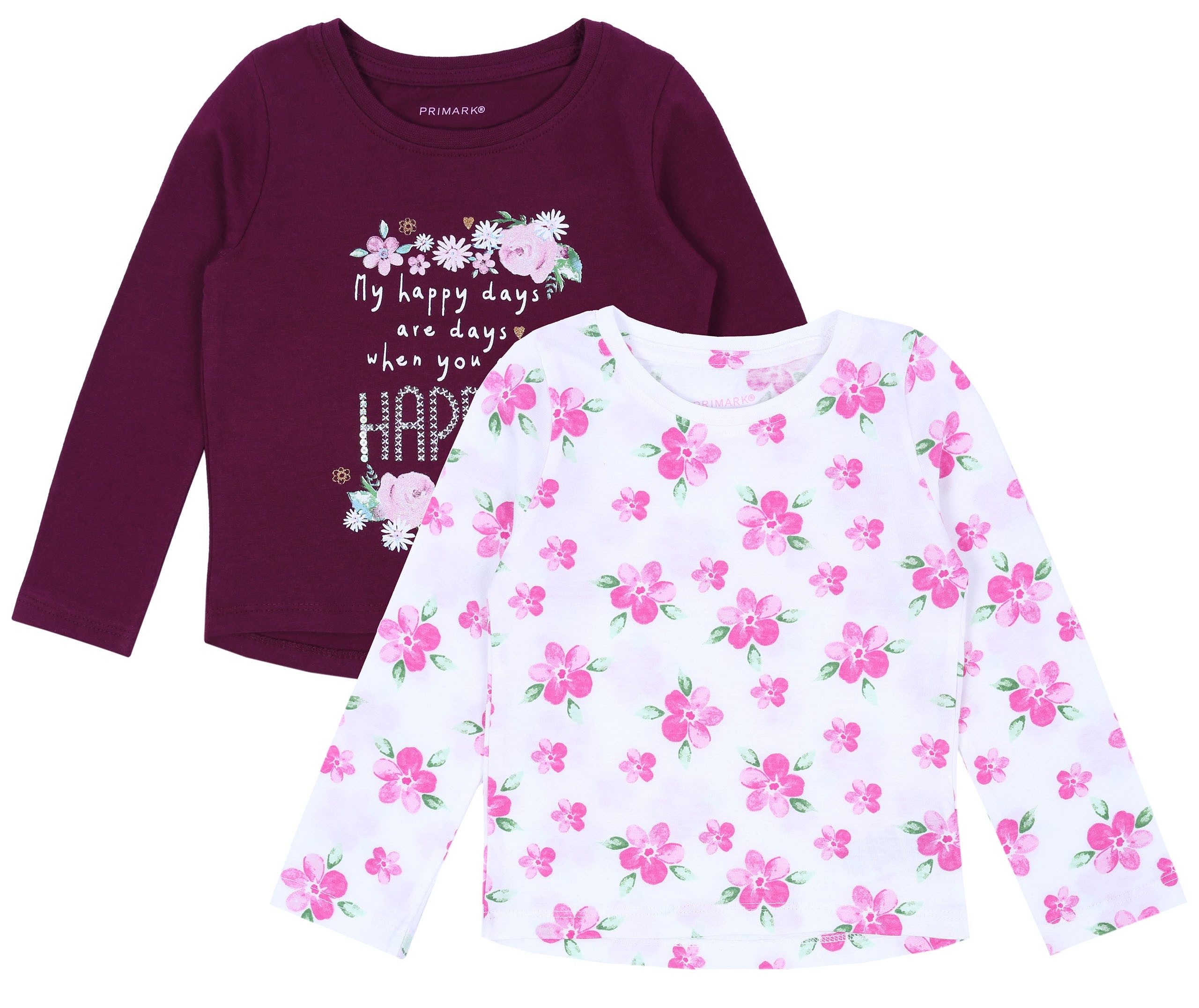 Langarmbluse 2 x Bluse mit Blümchen gemustert 7-8 Jahre