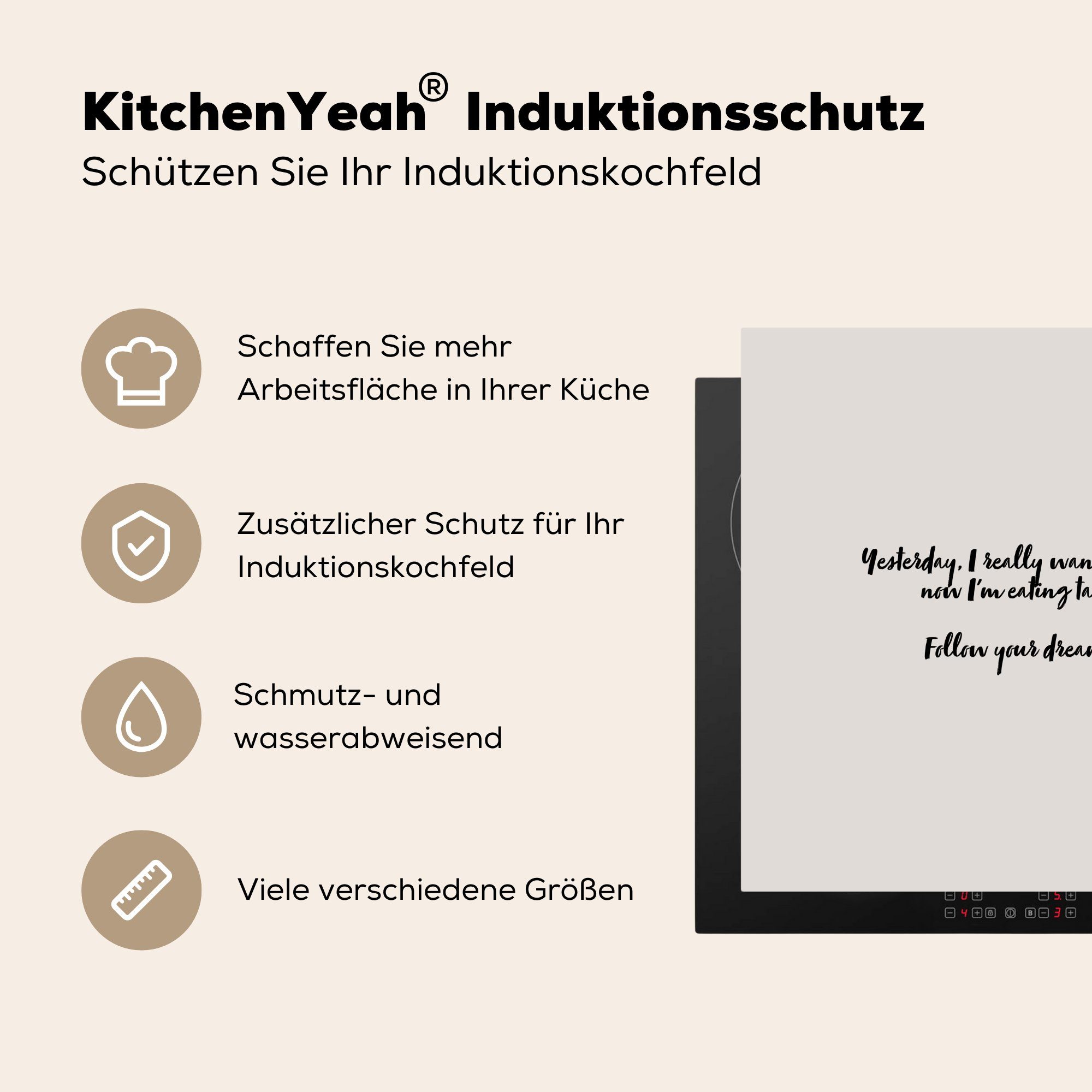 küche deinen, Induktionsplatte Taco-Liebhaber Herdblende-/Abdeckplatte - Arbeitsplatte - für 78x78 - cm, tlg), Ceranfeldabdeckung, Induktionsschutz MuchoWow Folge (1 Vinyl,