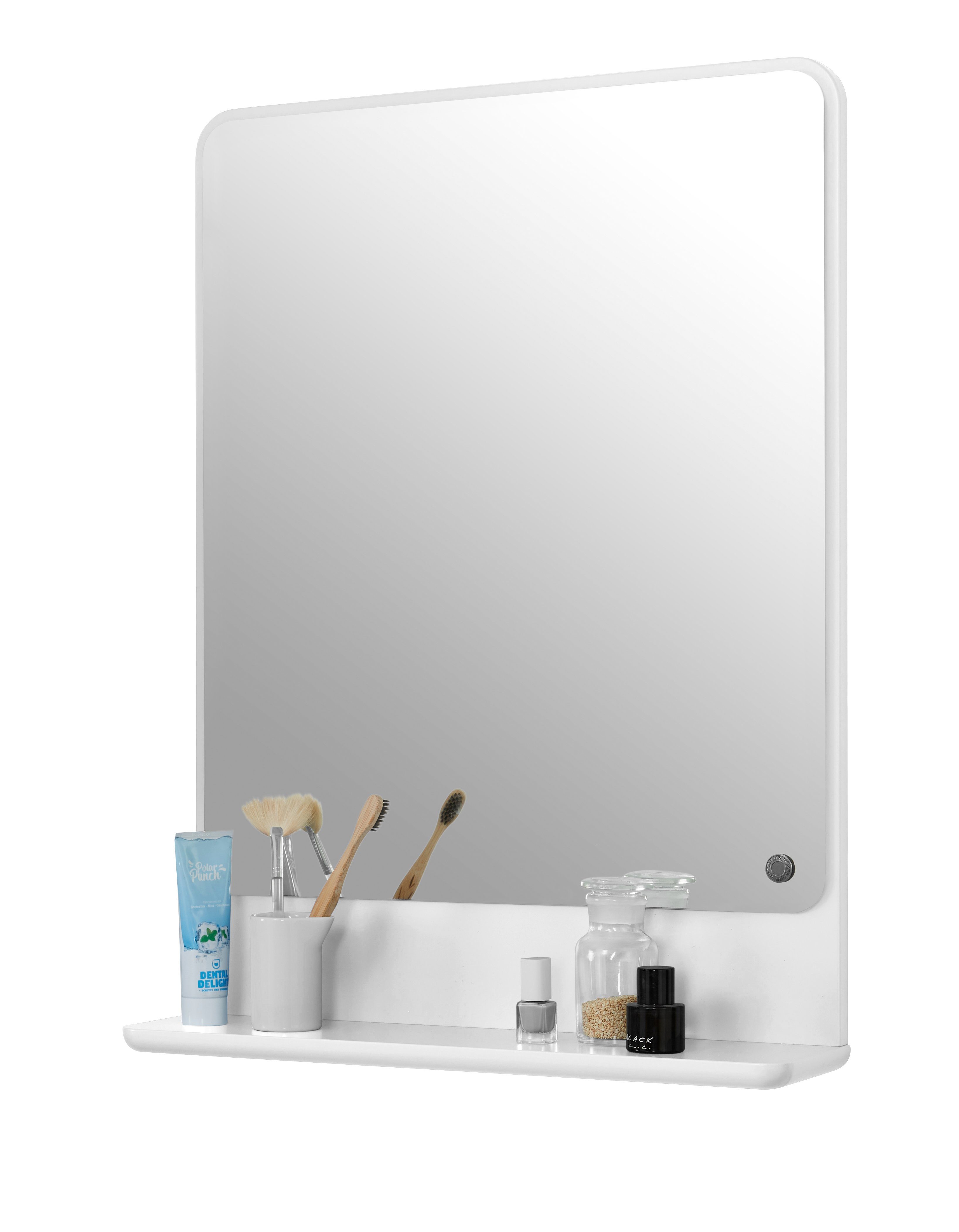 MDF, 52 TAILOR white001 gerundete 70 BATH x Badspiegel lackiertes Spiegelelement Farben TOM 13 - hochwertig in - x schönen cm, vielen Kanten HOME COLOR