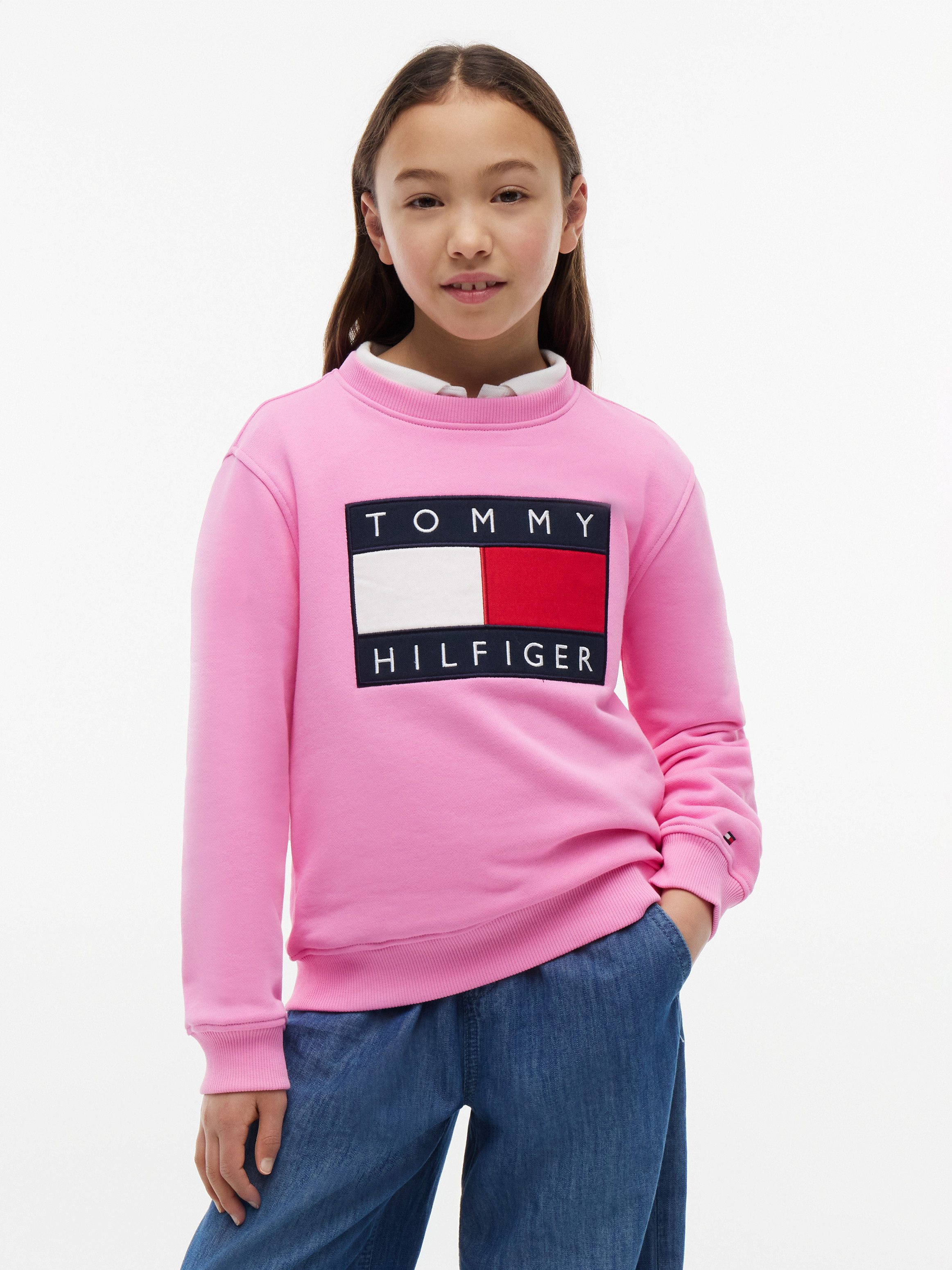 Tommy Hilfiger Sweatshirt Regular Fit, Kinder bis 16 Jahre, Logo-Applikation
