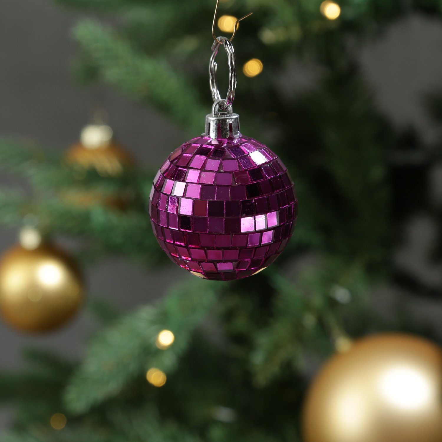 MARELIDA Christbaumschmuck Weihnachtsbaumschmuck Discokugel Spiegelkugel Baumkugel D: 5cm pink