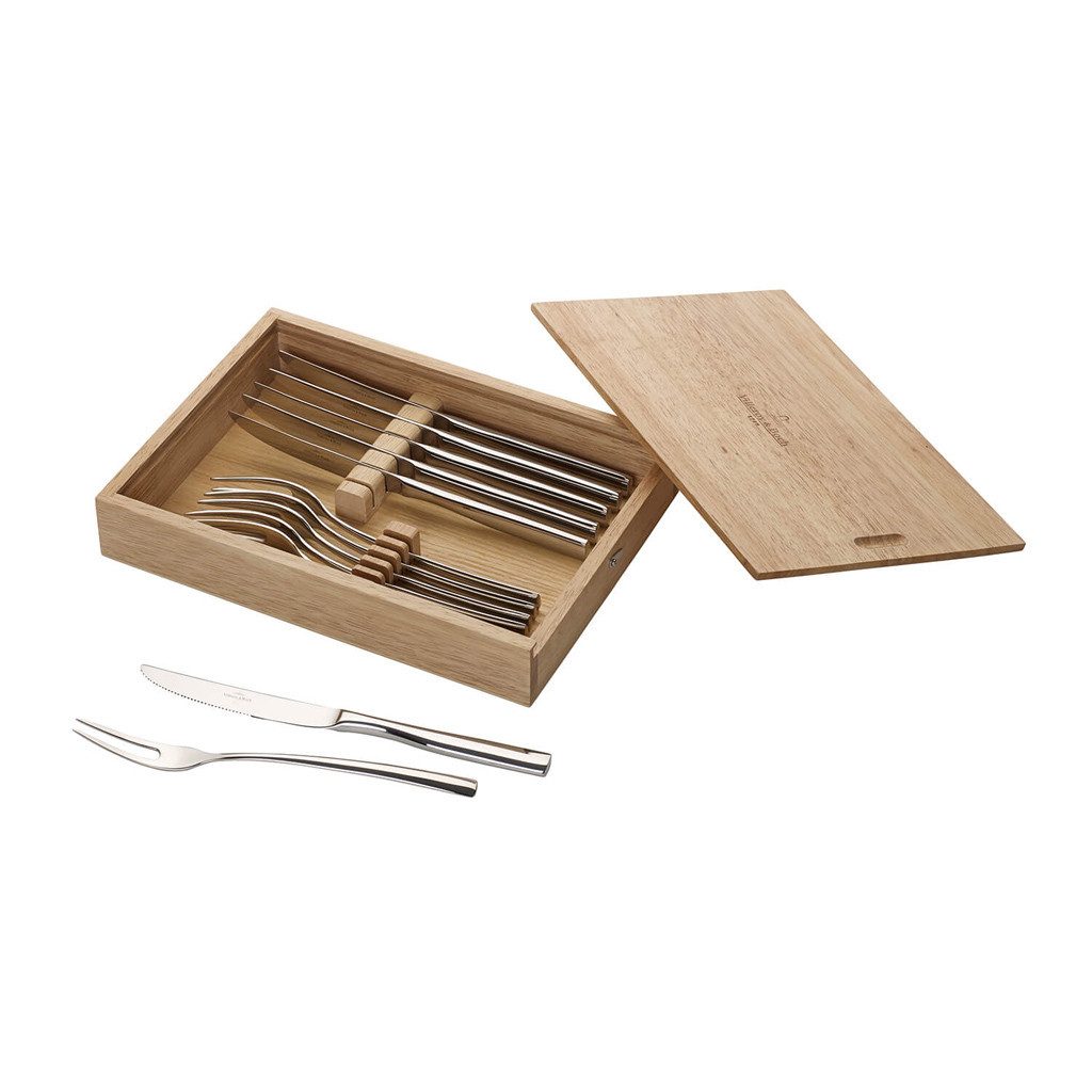 Villeroy & Boch Steakbesteck Piemont Steakbesteck 12-teilig (12-tlg), 6 Personen, Edelstahl, Edelstahl, 12 Stck, spülmaschinenfest