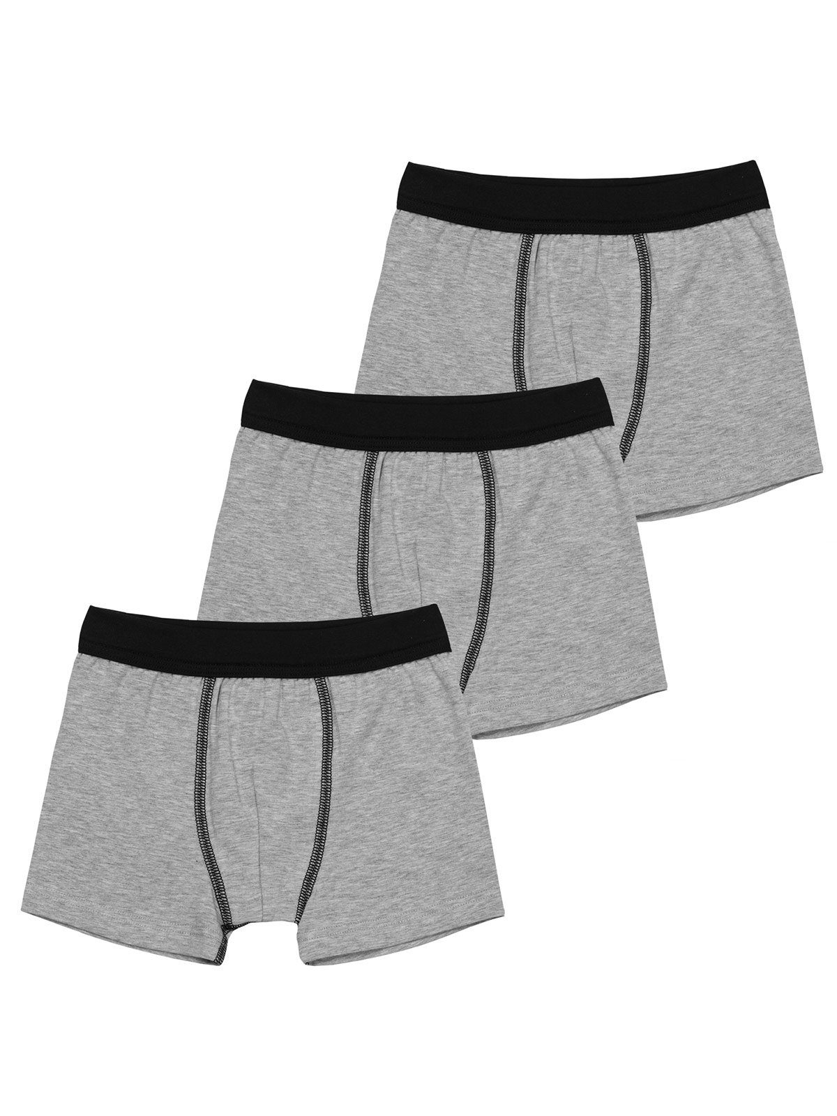 Sweety for Kids Boxershorts Knaben Shorts 3er Pack Single Jersey (Packung, 3-St) gerader Beinausschnitt steingrau-melange