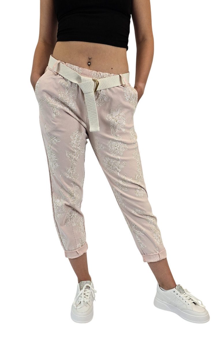 Sa-Lucca Jogger Pants Damen Joggpants mit edlem Blumen-Muster und Stretch-Komfort elastischer Bund