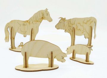 DeColibri Lernspielzeug Bastelset Basteln Kinder Holz Tiere Bauernhof Pferd (Bastelset zum Bemalen und Gestalten), Made in Germany