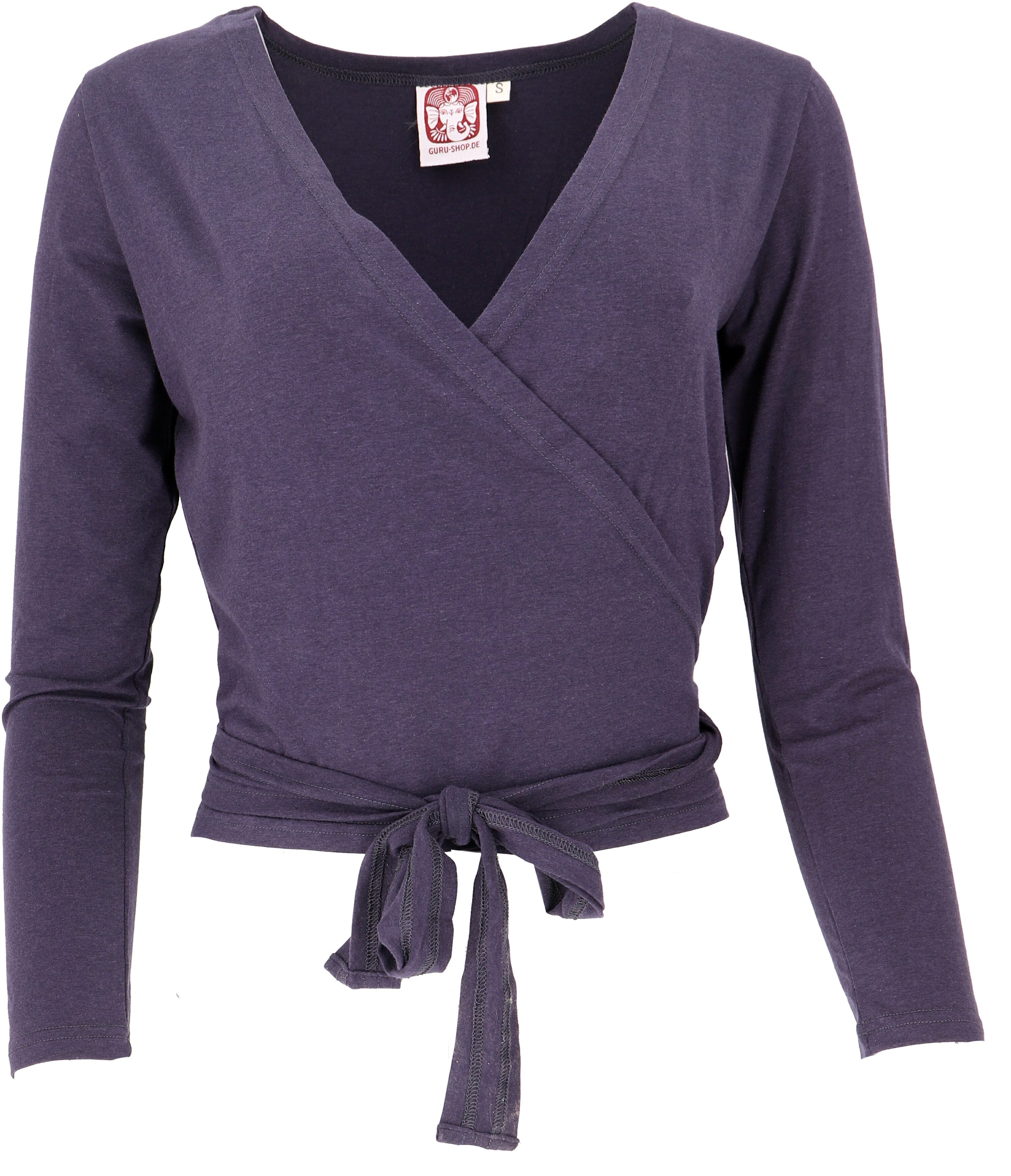 Guru-Shop Longsleeve Yoga Langarmshirt, Bio Baumwolle Wickelshirt,.. alternative Bekleidung