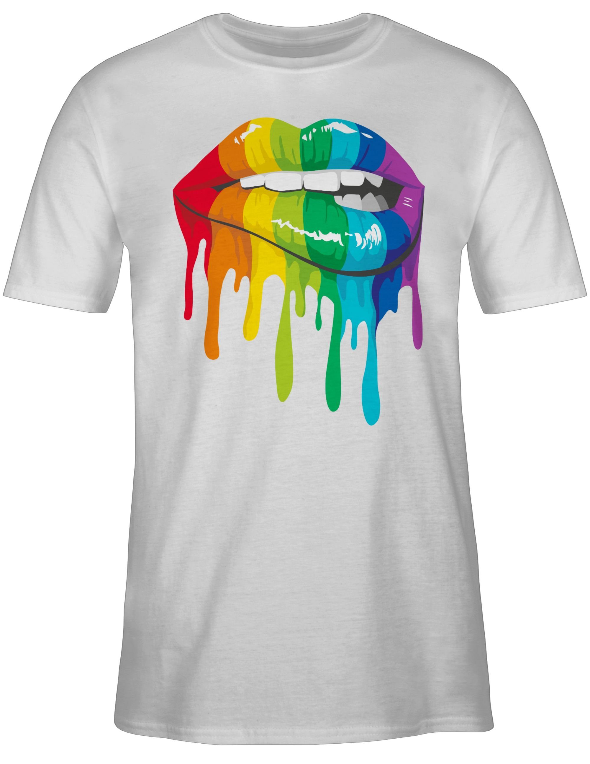 Shirtracer T-Shirt Lippen Weiß 2 Kleidung & LGBT LGBTQ LGBT