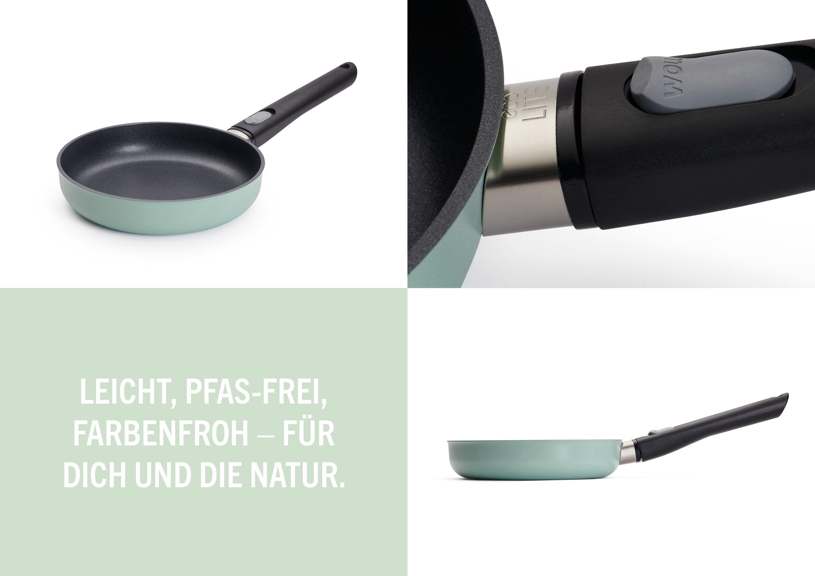 WOLL Bratpfanne MADE IN GERMANY - Ecolour Ø 20 cm, Aluminiumguss (1-tlg), abnehmbarer Stiel – Bild 2 von 5