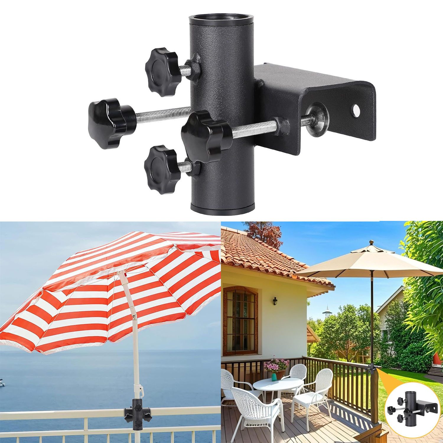 JOYOLEDER Schirmhalter Sonnenschirmhalter Balkongeländer, Sonnenschirmständ günstig online kaufen
