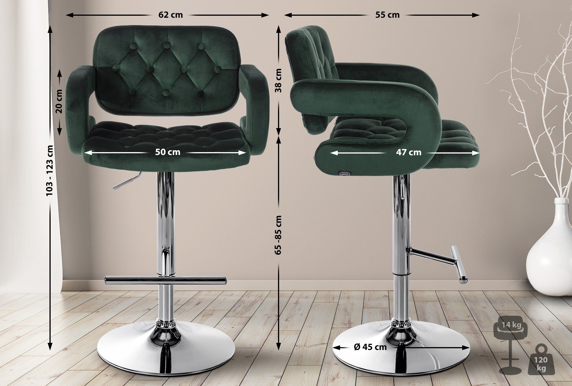 CLP Barhocker Dublin Samt, drehbar und günstig online kaufen