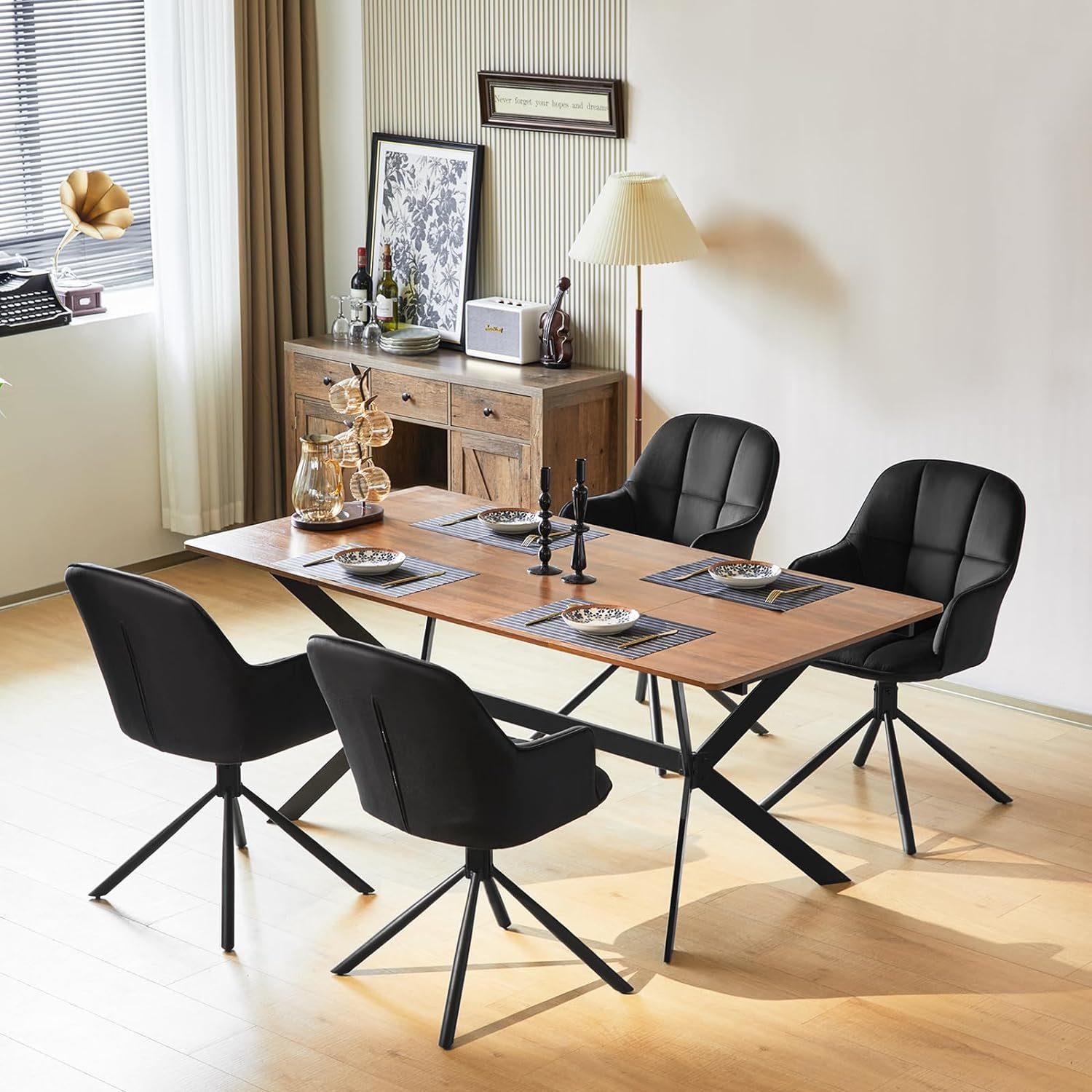 EUGAD Esszimmersessel (2-St), drehbar, mit Armlehnen Rückenlehne, Metallbei günstig online kaufen