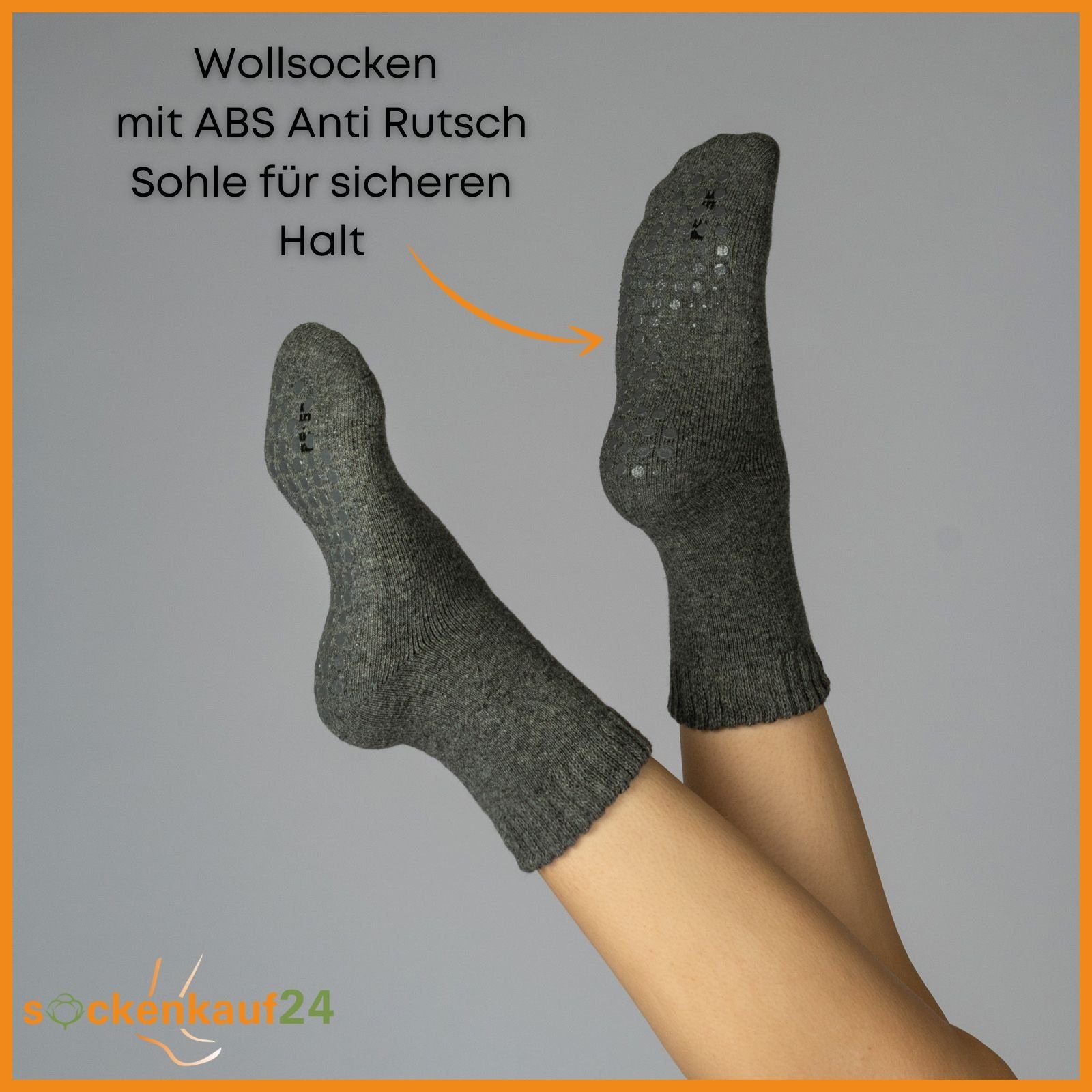 Herren oder Wolle Socken ABS-Socken Socken Rutsch Paar mit 6 2, (Schwarz/Anthrazit, 4 21463 2-Paar, WP ABS Damen 43-46) Anti - sockenkauf24 &