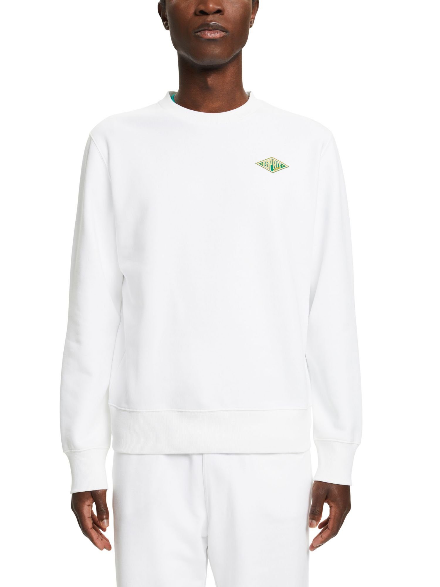 mit (1-tlg) Esprit Logoprint Rundhals-Sweatshirt Sweatshirt WHITE