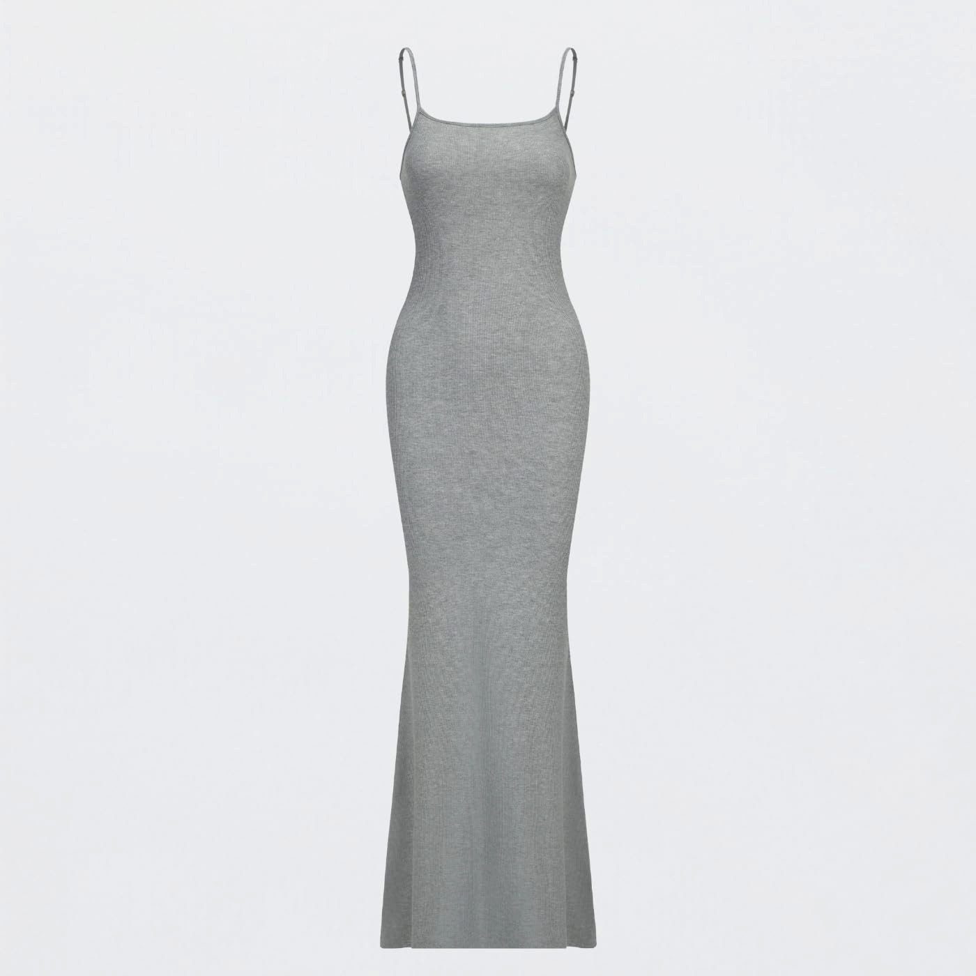 cfab by creamy fabrics Jerseykleid Ribbed Cami Maxikleid-Grey Melange-2XL ( günstig online kaufen