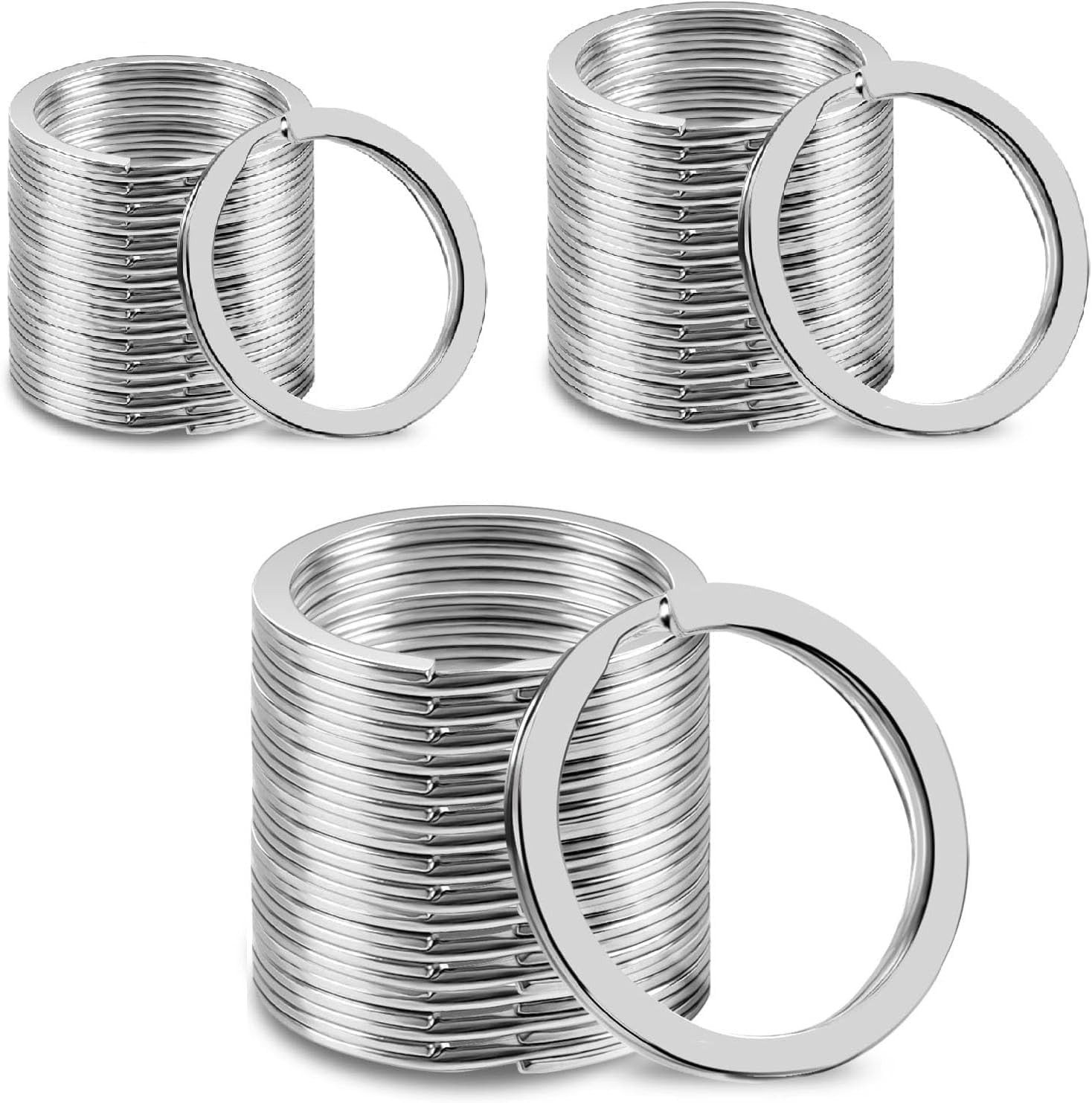 FELIXLEO Schlüsselanhänger Schlüsselringe 30 25 20mm Split Ring Rund Flach DIY (120-tlg)