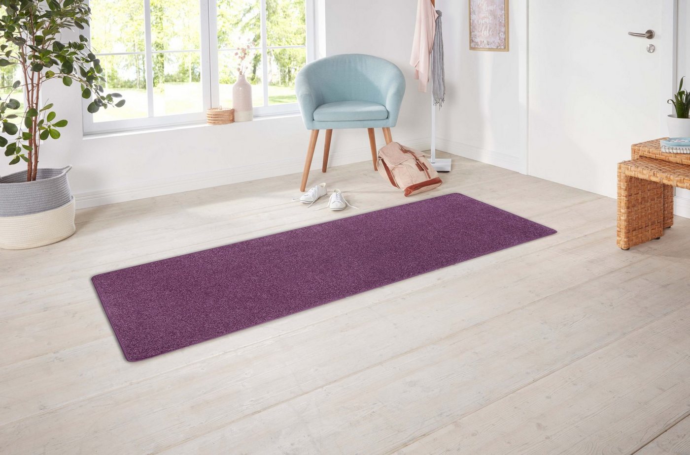 Hanse Home Exclusiv Läufer Liberty, rechteckig, Höhe: 7 mm, Uni-Meliert, robust, kräftige Farben, rundherum farbige Kettelung