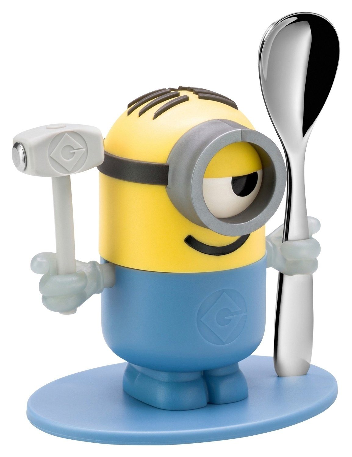 WMF Eierbecher mit Ложки MINIONS, H 15 cm, Blau, Gelb, (2-tlg), Cromargan Edelstahl 18/10, Kunststoff