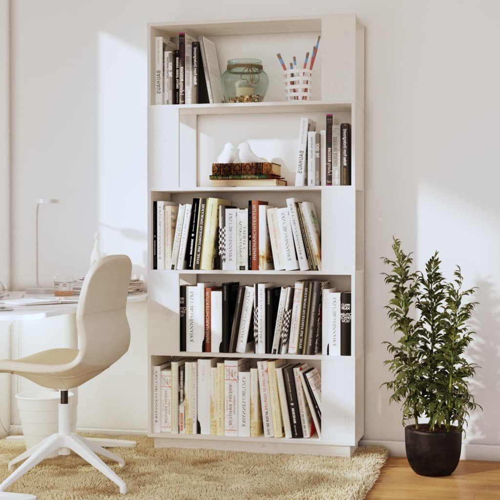 furnicato Bücherregal Bücherregal/Raumteiler Massivholz Weiß cm 80x25x163,5 Kiefer
