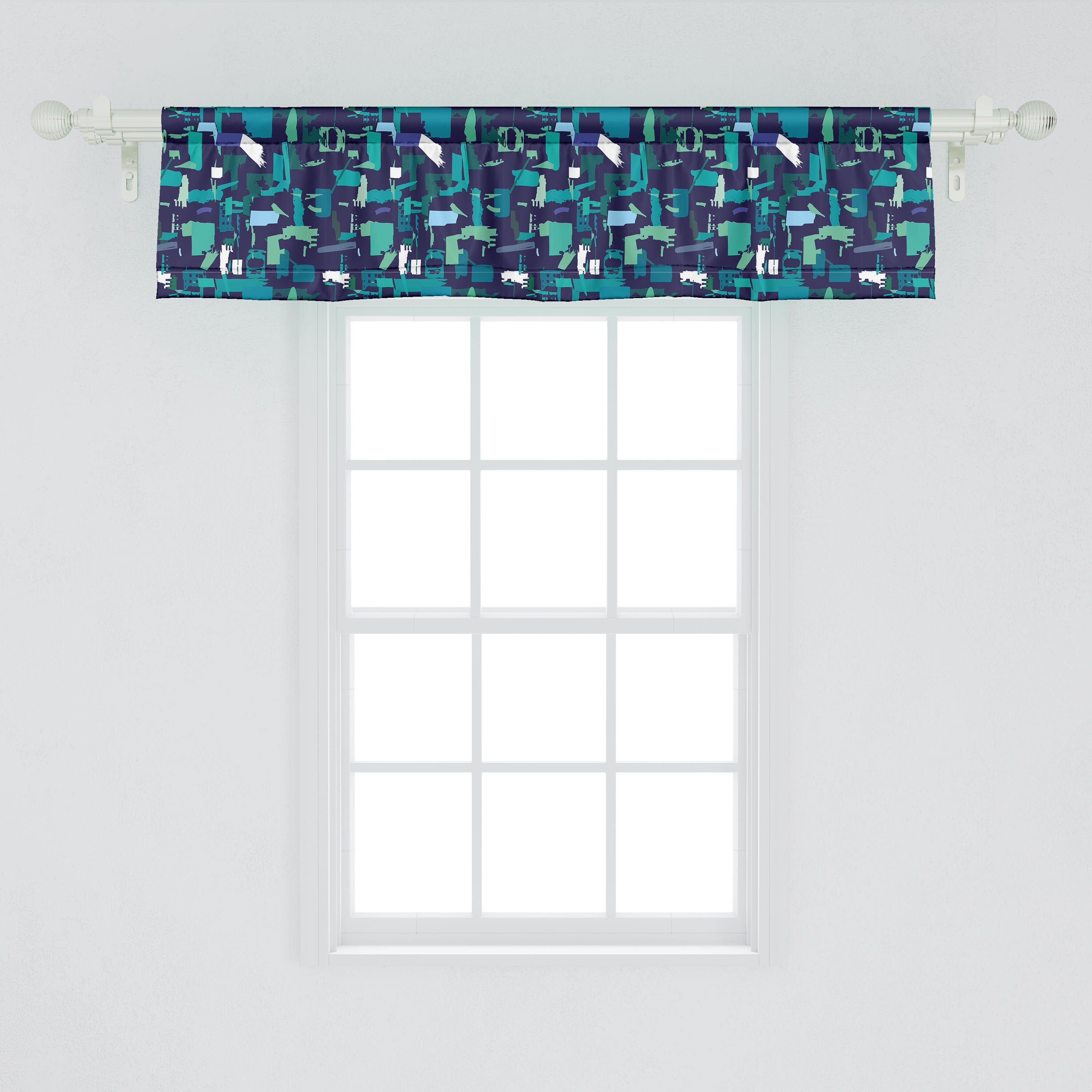 Scheibengardine Vorhang Schlafzimmer Volant Trübe Shapes für mit Küche Microfaser, Abakuhaus, Stangentasche, Grunge Dekor zeitgenössisch