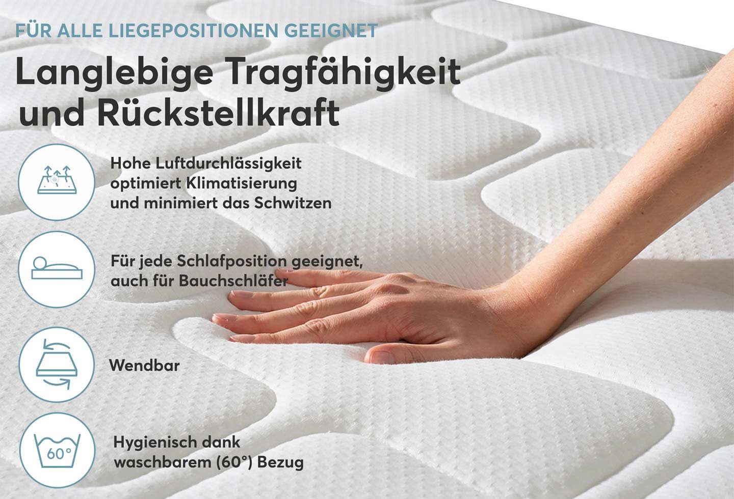 Federkernmatratze Ortho-SPRING PLUS, RAVENSBERGER Matratzen, 21 cm hoch, Ergonomisch, 7 Zonen, Made in Germany, Anti-Pilling Funktionsbezug