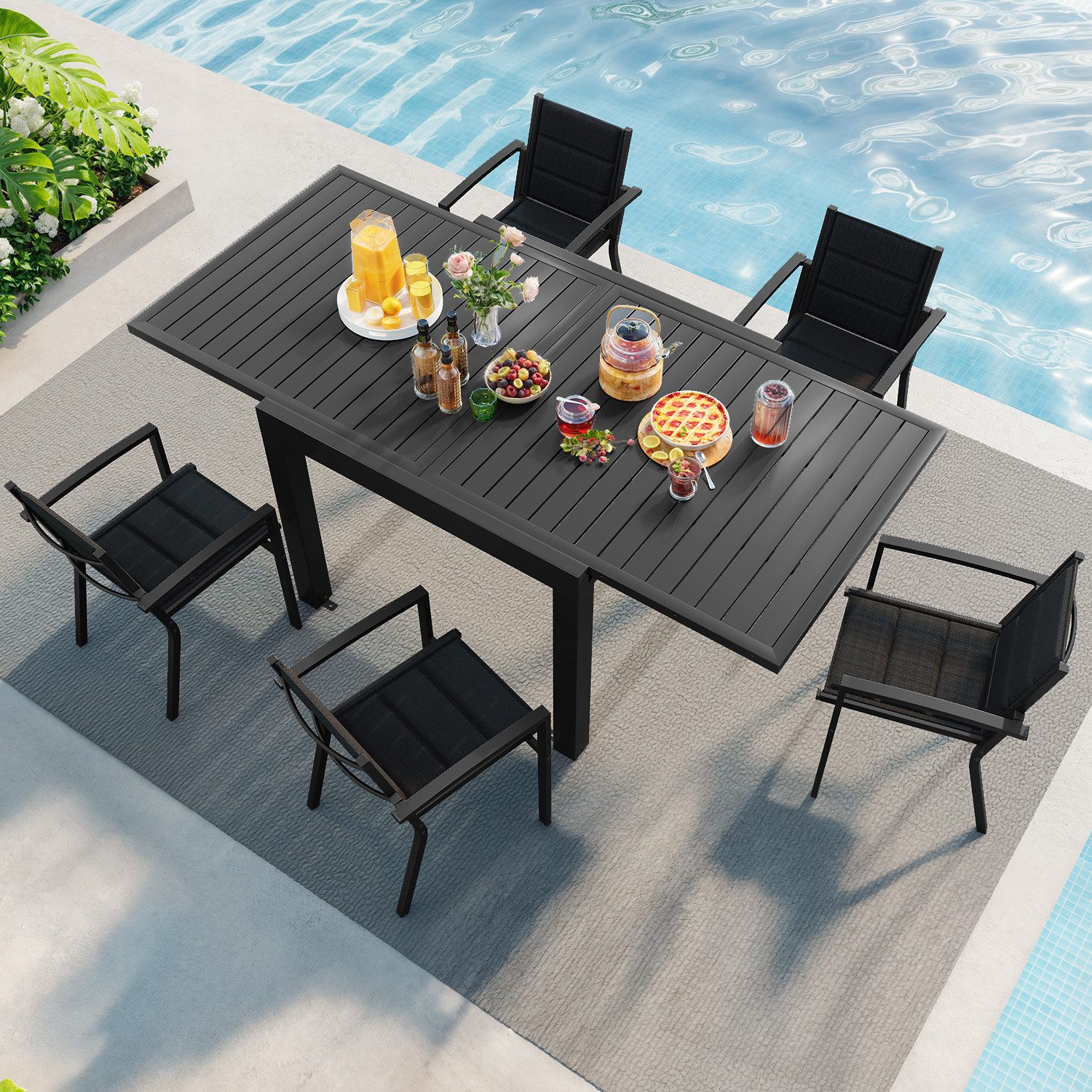 GUNJI Gartentisch Esstisch ausziehbar 80/160 x 75cm Gartentisch wetterfest günstig online kaufen