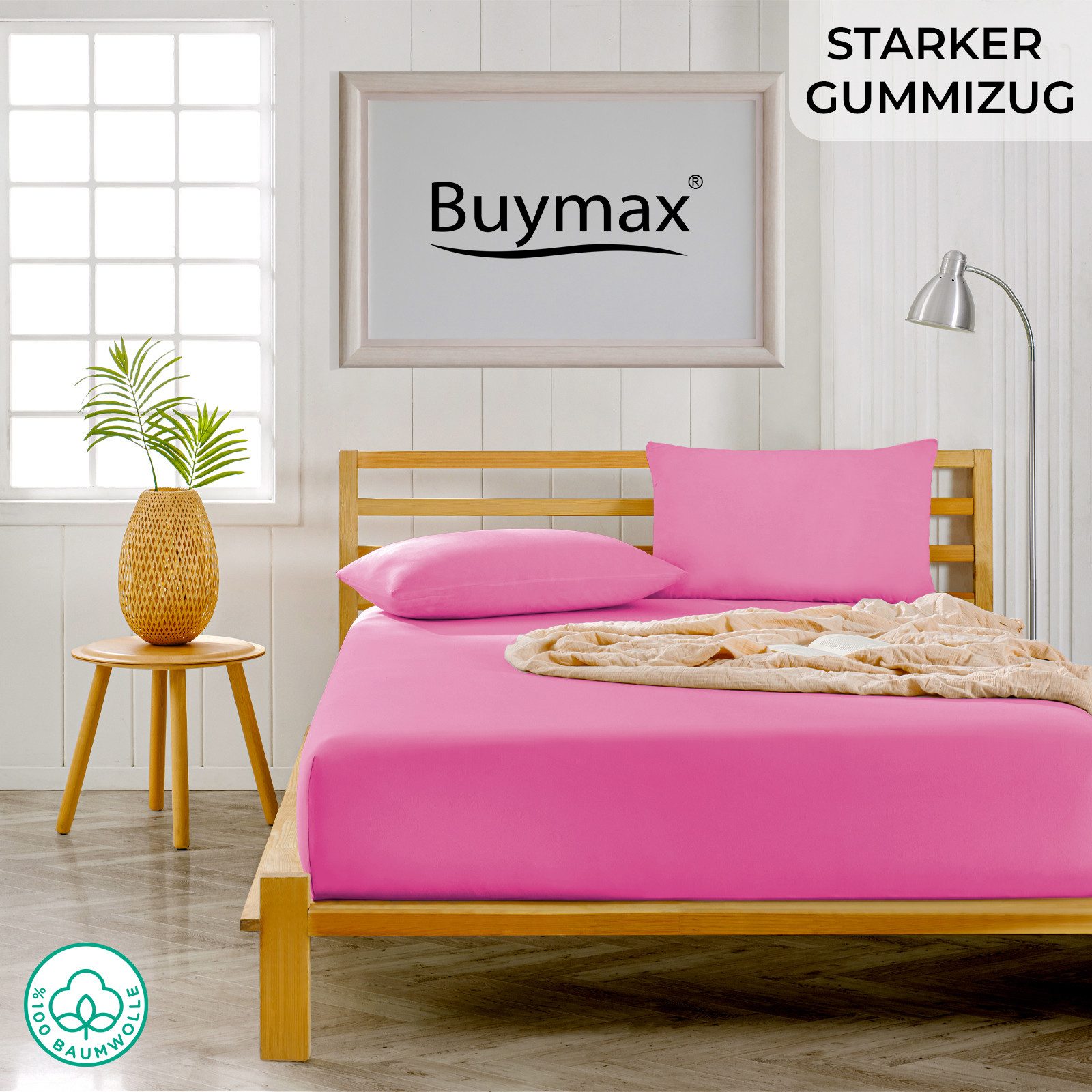 Buymax Spannbettlaken Buymax Jersey aus 100% Baumwolle, Jersey, Gummizug: Rundumgummi, (1 Stück), Pflegeleicht und Atmungsaktiv in Verschiedenen Farben und Größen