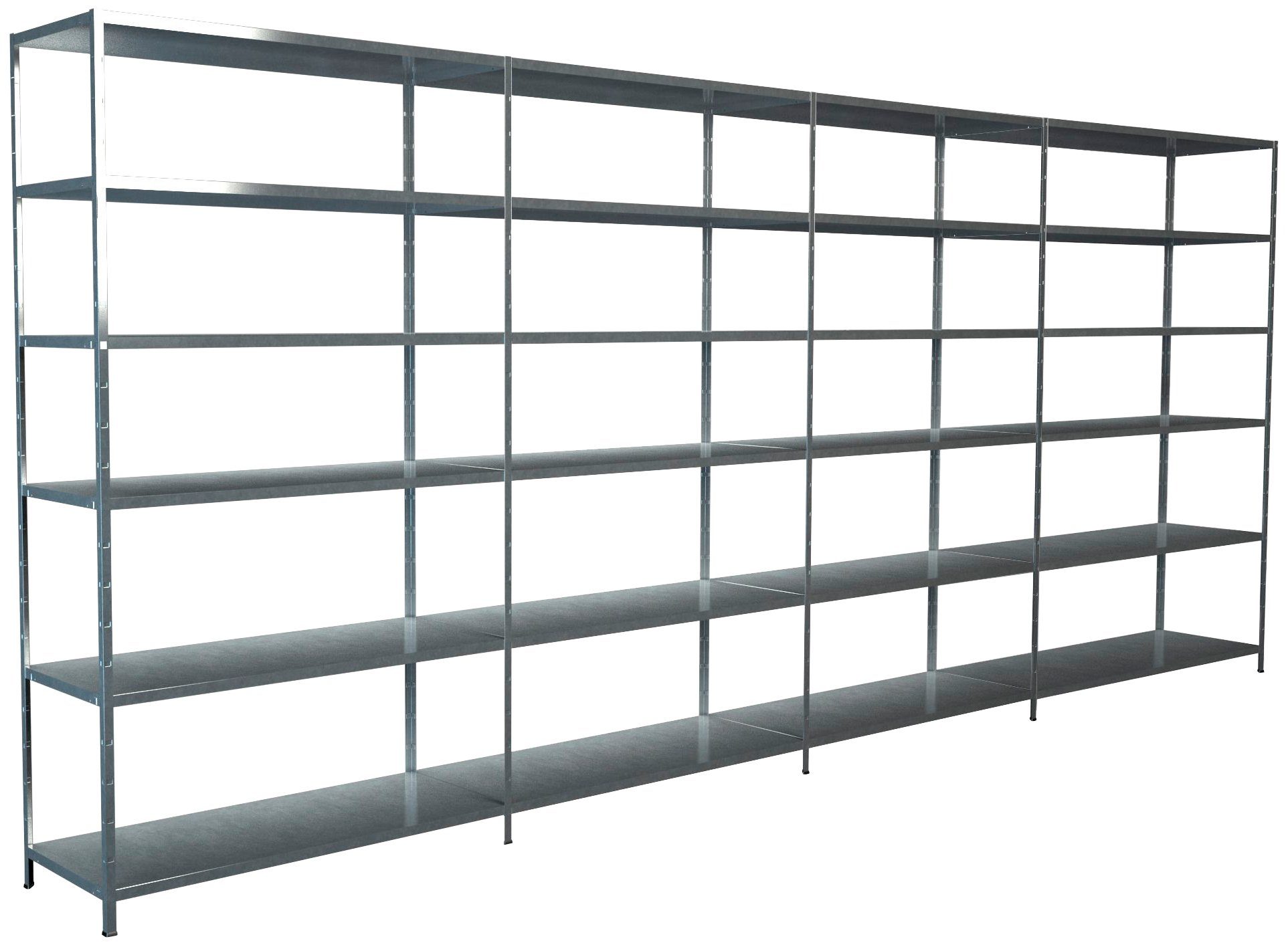 SCHULTE Regalwelt Steckregal Stecksystem Grund- und 3x Anbauregale, Metall verzinkt, 2300x3800x350 mm, 24 Böden | Steckregale