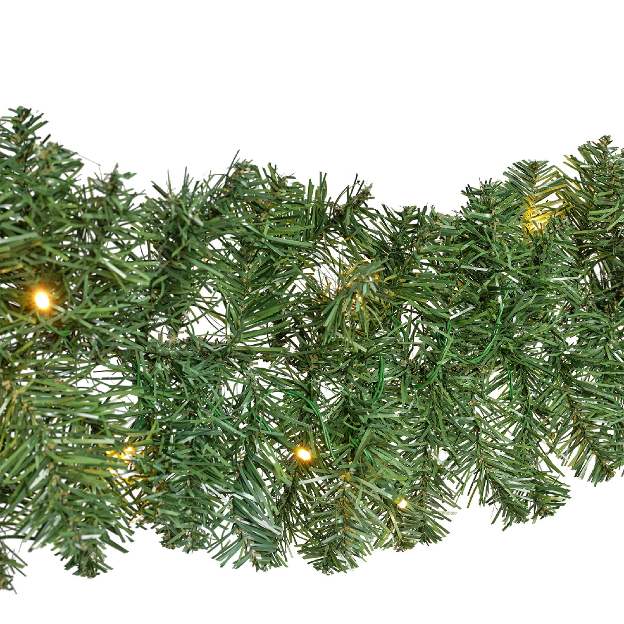 Lumineo LED-Girlande, Tannengirlande 12cm künstlich mit LED Indoor & Outdoor 2,7m Warmweiß