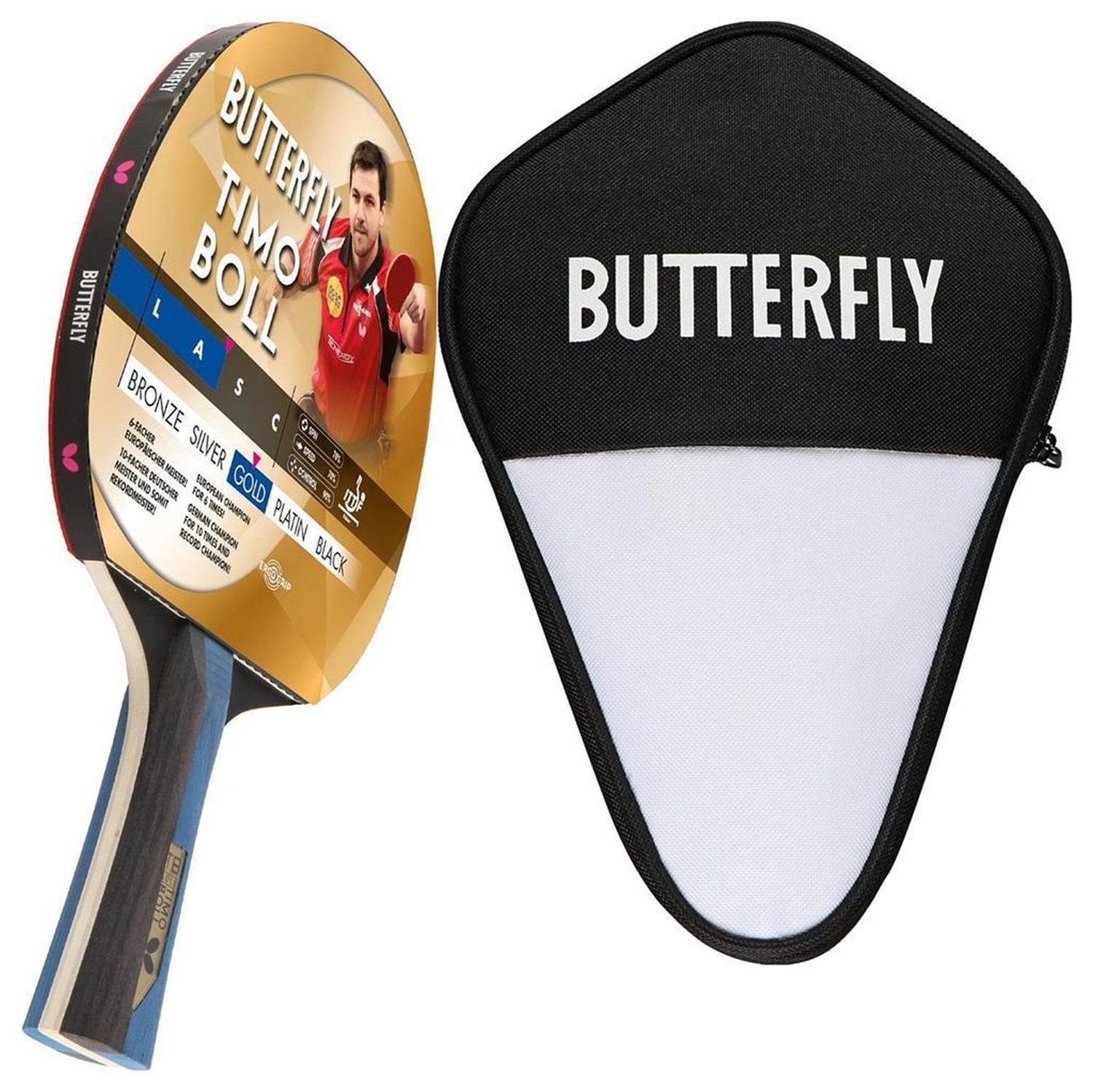 Tischtennisschläger 1x Timo Boll Gold 85021 + Cell Case 1